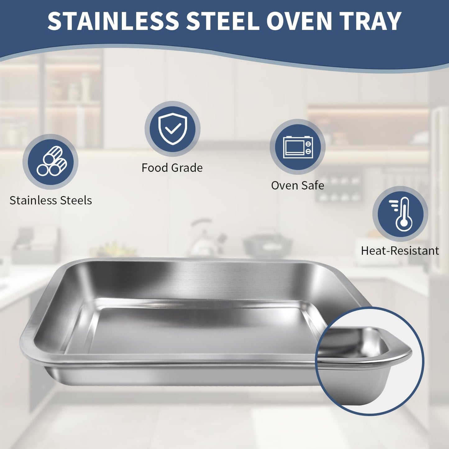 Sheet Pan with Cooling Rack Set [2 Baking Sheets + 1 Baking Rack], Stainless Steel Cookie Sheets for Baking and Wire Rack, Warp Resistant, Heavy Duty, Rust Free, Size 12.4 x 8.46 x 1.77 Inch