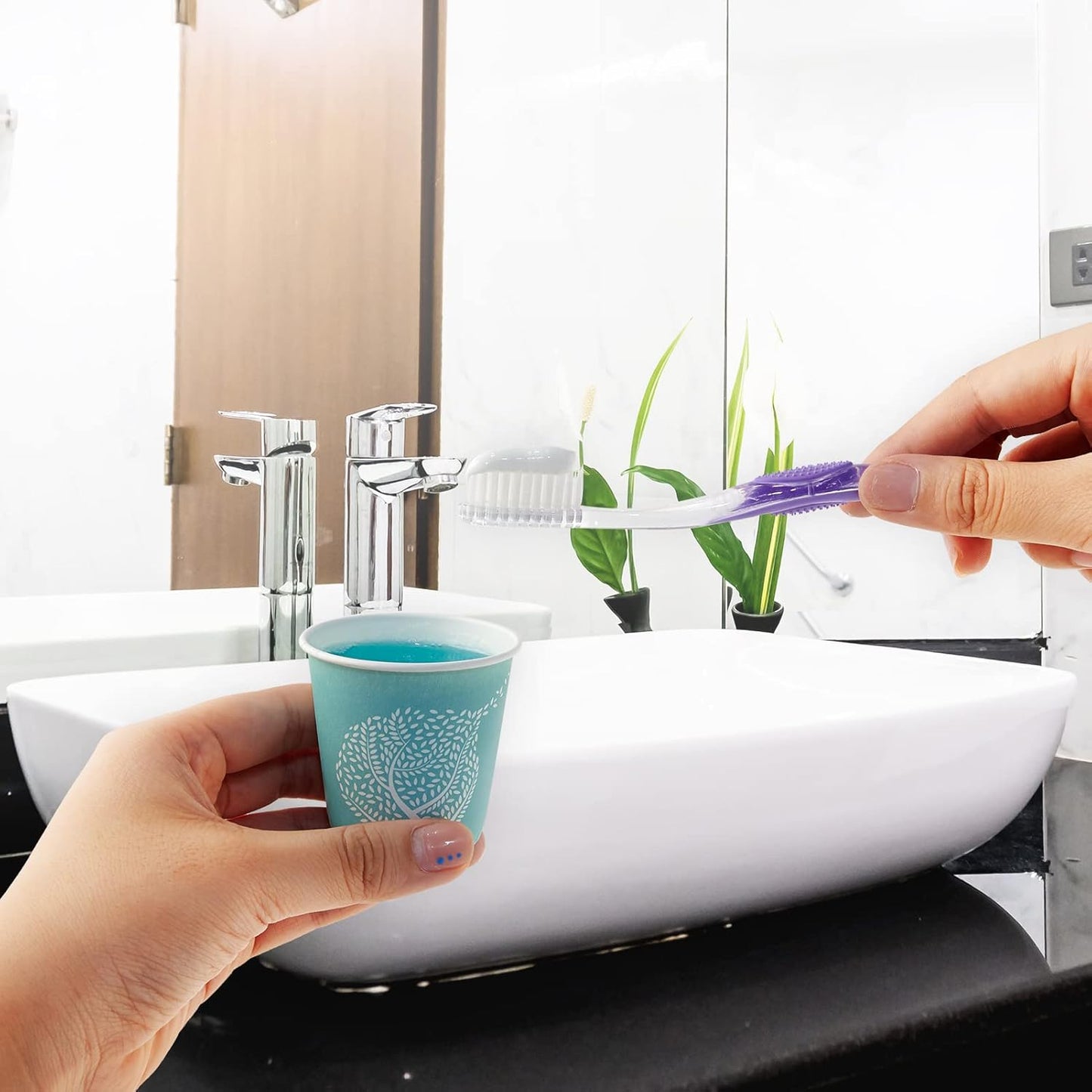 LITOPAK 300 Pack 3 oz Disposable Bathroom Cups, Colorful Disposable Mouthwash Cups, Small Disposable Cups, Mini Paper Cups for Parties, Picnics, Barbecues, Travel and Events