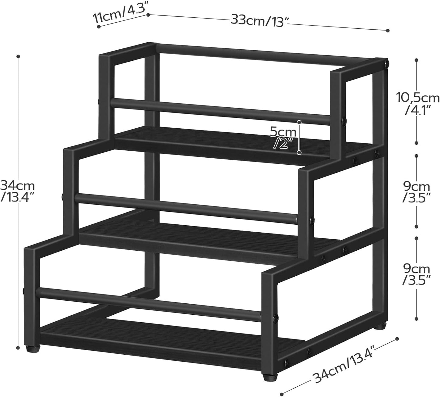 HOOBRO Coffee Syrup Rack Organizer, 3-Tier 12-Bottle Syrup Holder Stand for Coffee Bar, Wine Rack Countertop Storage Rack for Syrup, Wine, for Kitchen Coffee Station, Black BB38JJ01