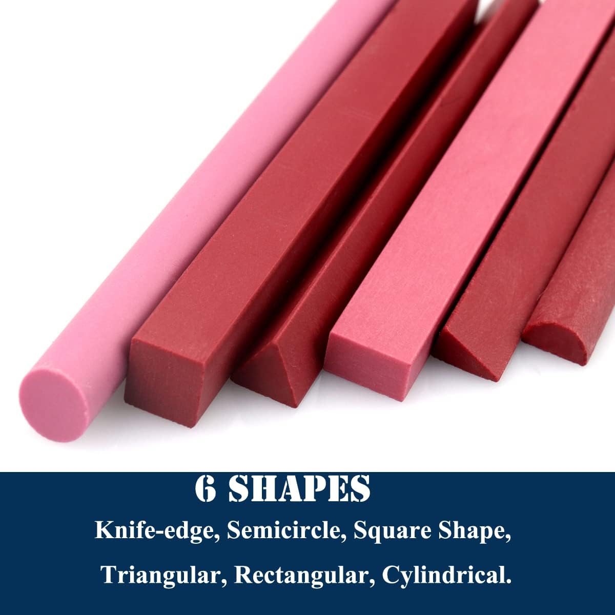 Sharpening Stone Set, 6pcs 3000# Ruby Whetstone Kit Small Fine Polishing Sharpener Stone for Sharpen Chisel Gouge,Knife and Bladed Cutting Tools, Variety of Shapes[Length:100mm(3.94Inch)]