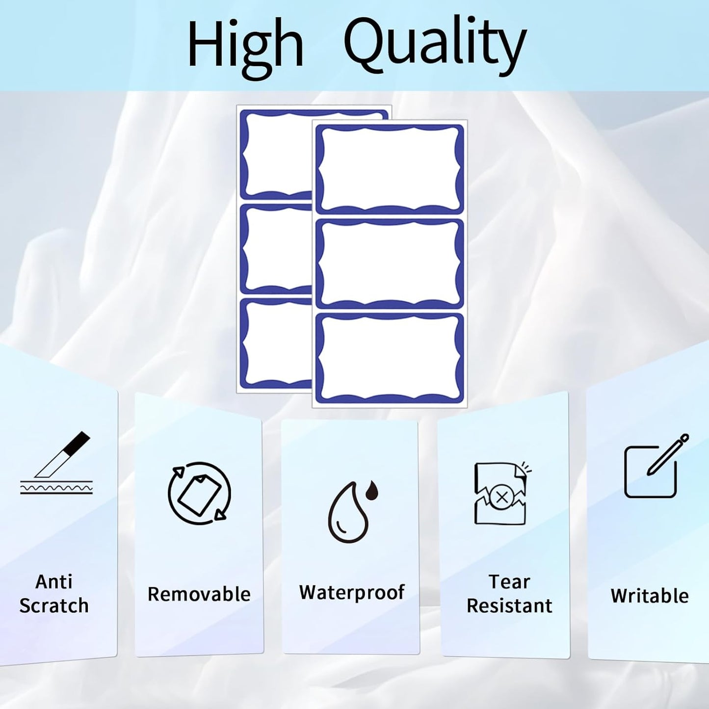 STARLIBOO Colored Labels Stickers, 3X5 Inch Removable Large Label Stickers for Moving Boxes and Storage Bins- Waterproof- Writable- Tear Resistant (Blue)