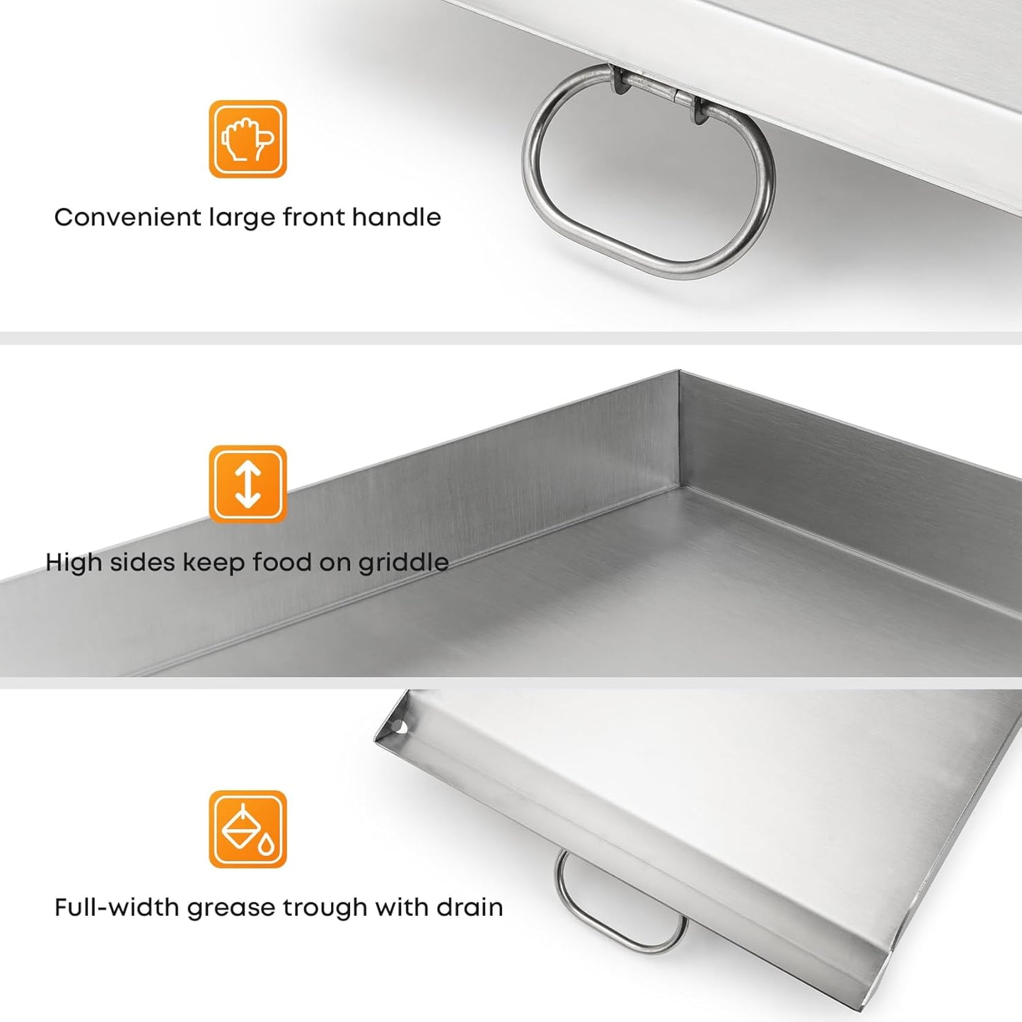 Stanbroil 14" x 16" Fry Griddle, Stainless Steel 1-Burner Griddle Top for Camp Chef Pro 60x, Expedition 2X, Pioneer 14, Yukon, Explorer, Outdoorsman Stove, Replacement for Camp Chef SG30