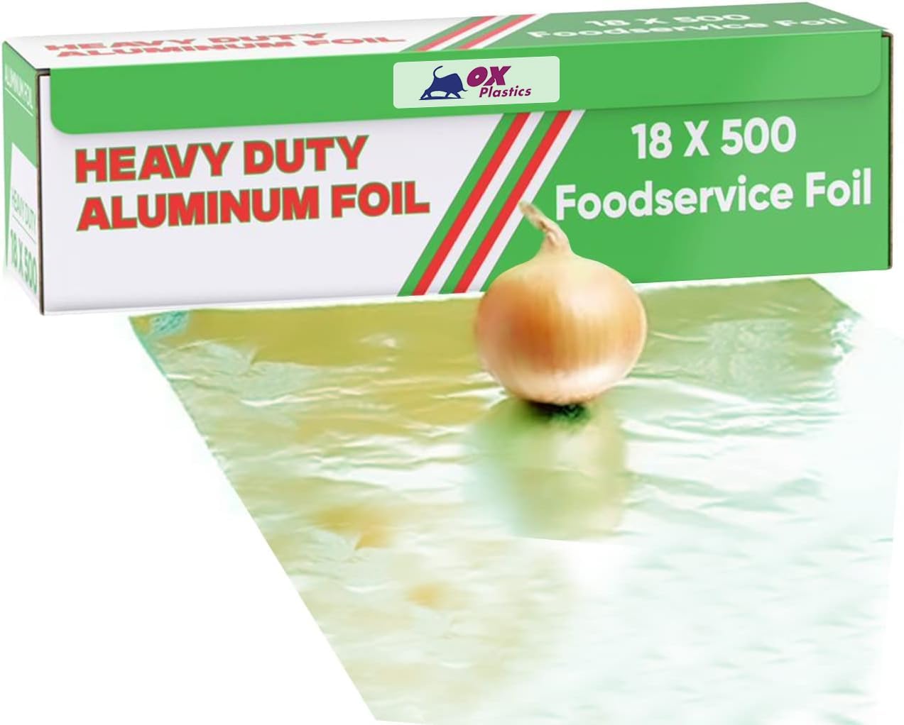 1 Pack Aluminum Foil Wrap 18"x 500 Feet - 22 Microns Heavy-Duty, Commercial Grade for Food Service Industry - Silver Foil for Cooking, BBQ and Baking