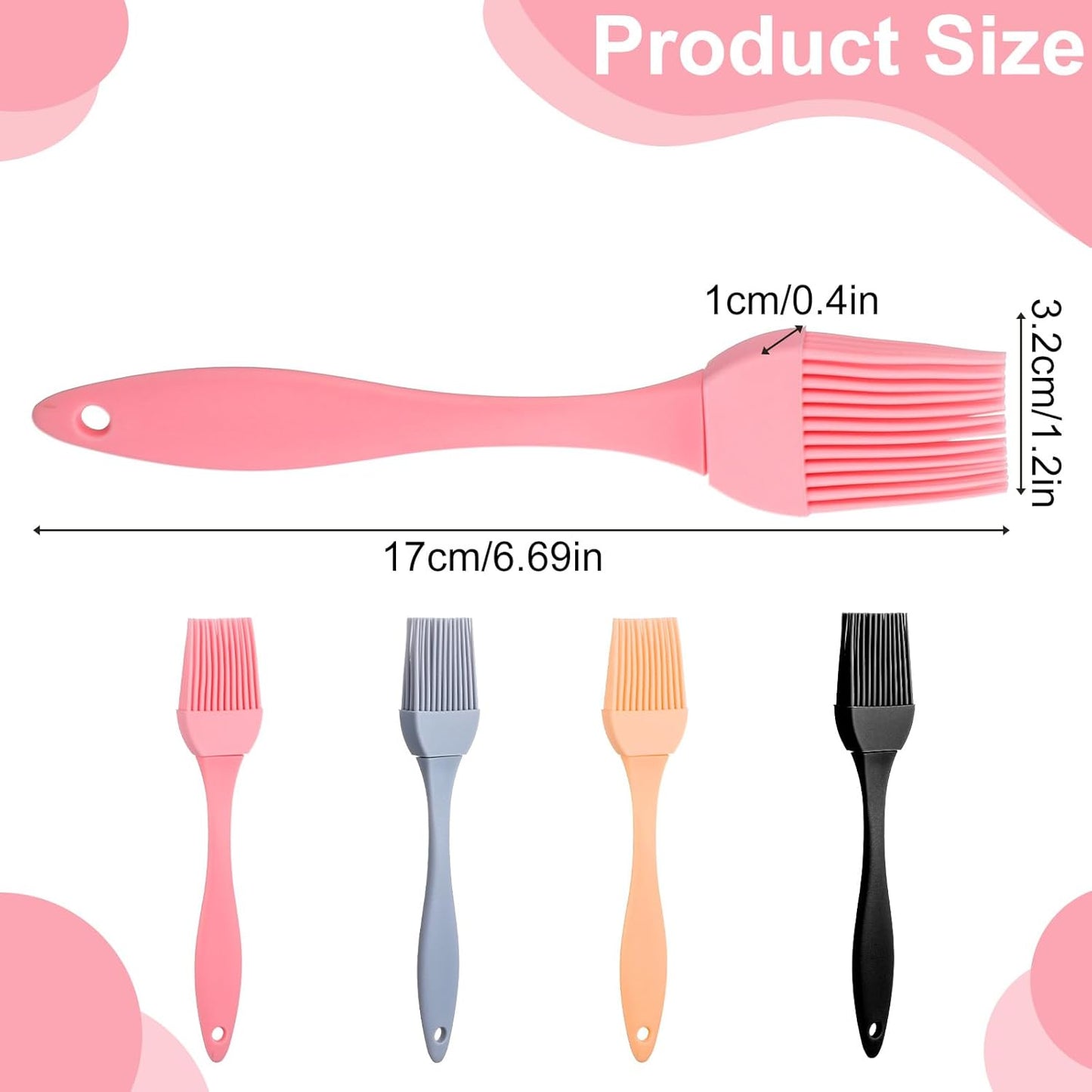 4 Pcs Silicone Basting Pastry Brush Heat Resistant Oil Brush for Cooking Kitchen Food Baking Butter Baster BBQ Grill Dishwasher Safe Multicolor for Sauce Marinade Meat Glazing