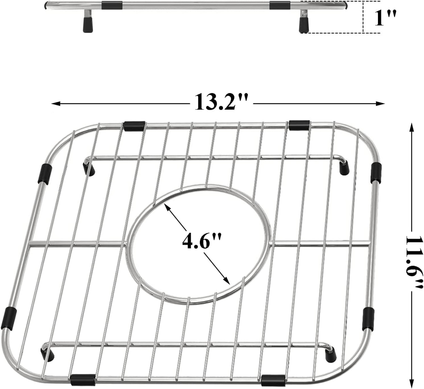 Orgneas Sink Protectors for Kitchen Sink, Universal Double Bowl Sink Bottom Grid 13.2"x11.6"x1.25", 304 Premium Stainless Steel Kitchen Sink Protector Grid Sink Grate Rack Centered Drain 2 Packs