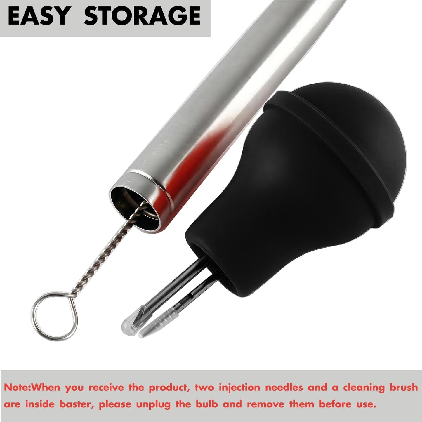 Stainless Steel Turkey Baster Baster Syringe for Cooking, Meat Injector Syringe