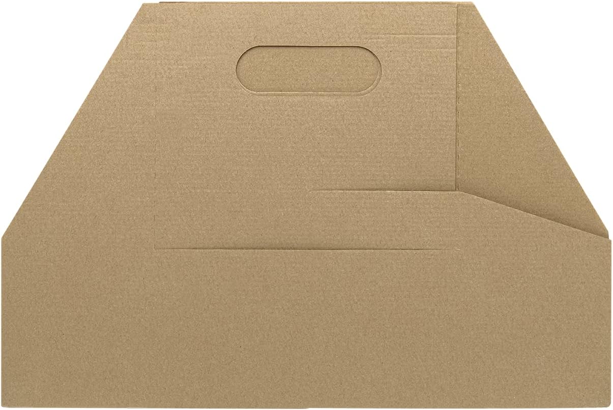 Karat Paperboard Drink Carrier with Handle - Sturdy Kraft Coffee Cup Carrier for Hot/Cold Beverages, Fits 10-32 oz Cups - Eco-Friendly, Disposable to-Go Drink Holder (4-Cup)