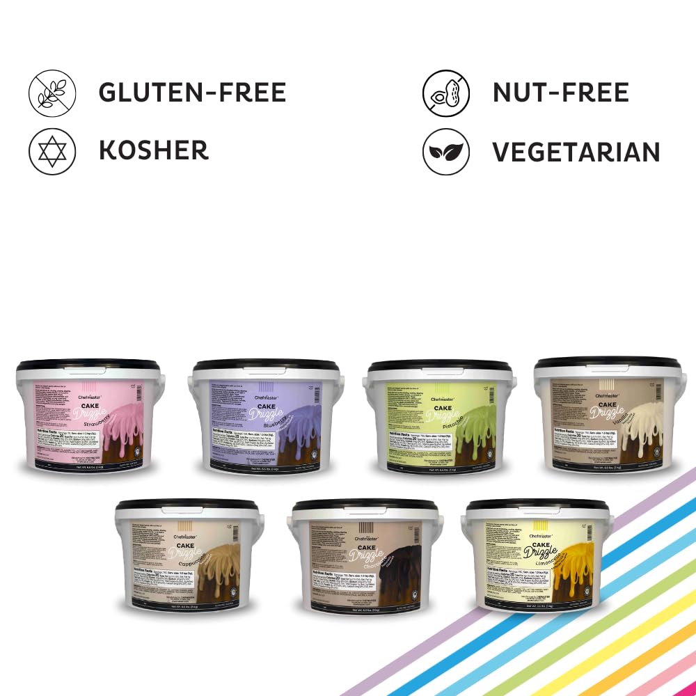 Blueberry-Flavored Cake Drizzle by Chefmaster, Edible Cake Drip Frosting for Decorating, Drip for Cakes, Cupcakes, Cookies, Donuts, 6.6 lbs