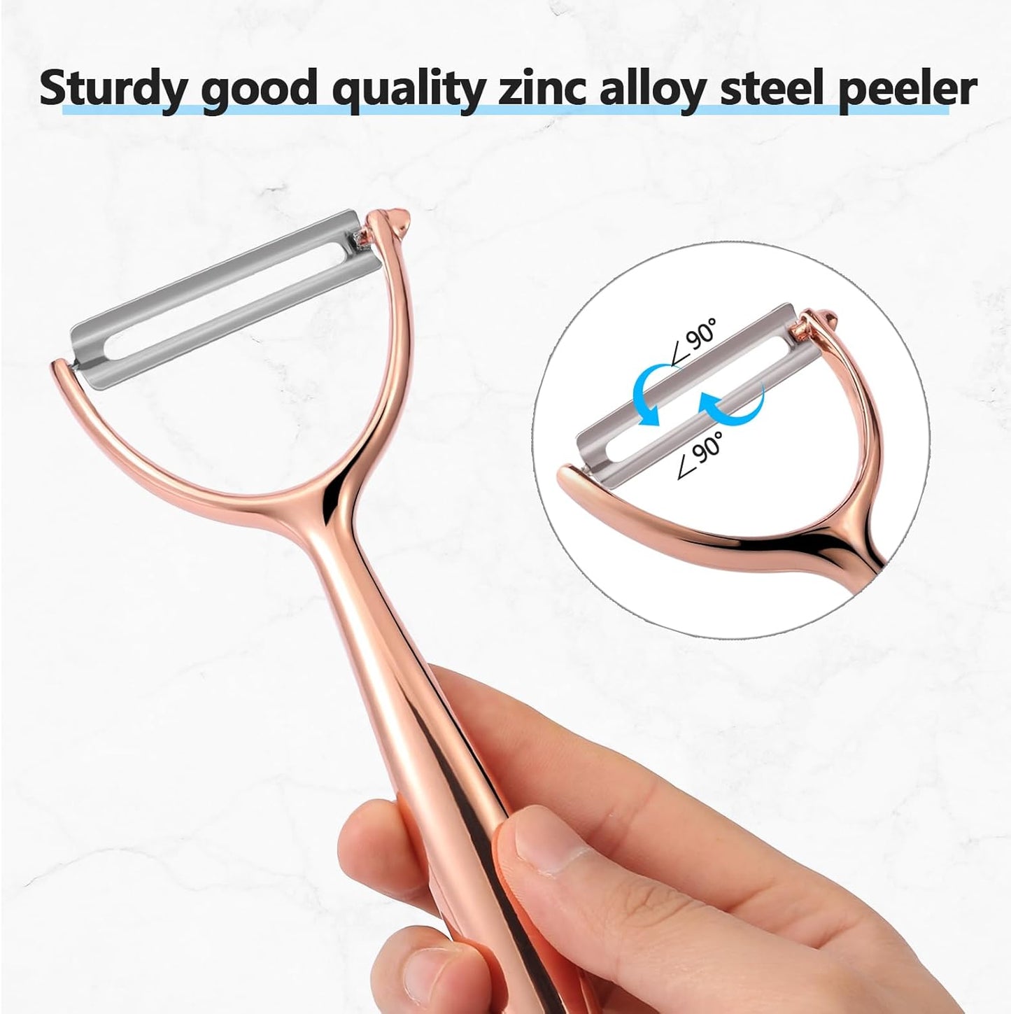 LIIGEMI Effortless Y Peeler with Sharp Stainless Steel Blades for Apples, Cucumbers - Ergonomic Handle for Easy Potato Eye removal, Perfect for Cooking Enthusiasts and Kitchen Novices（Rose Gold ）