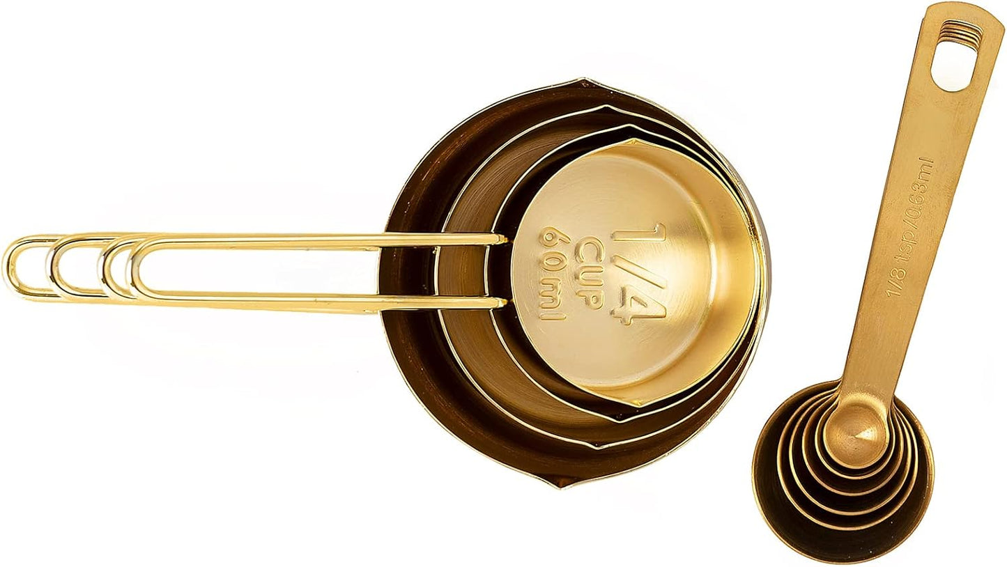 Gold Measuring Cups & Measuring Spoons 10-Piece Set (4 Cups; 6 Spoons)