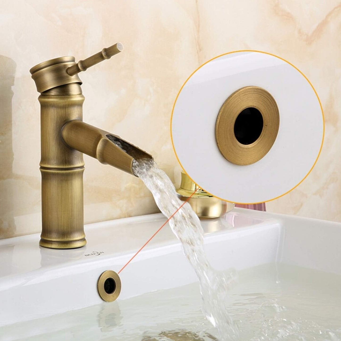 Sink Basin Trim Overflow Cover Brass Insert in Hole Round Caps Antique Brass 2 PCS