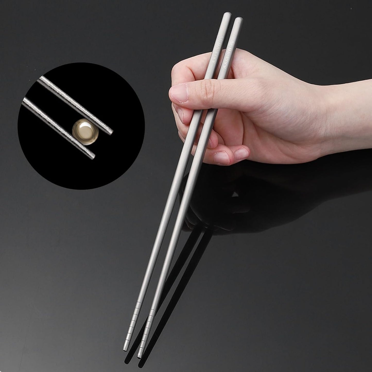 Pure Titanium Metal Chopsticks Reusable 5 Pairs Palillos Chinos Set High-end Tableware, Dishwasher Safe Light and Durable Chopsticks as Gift set