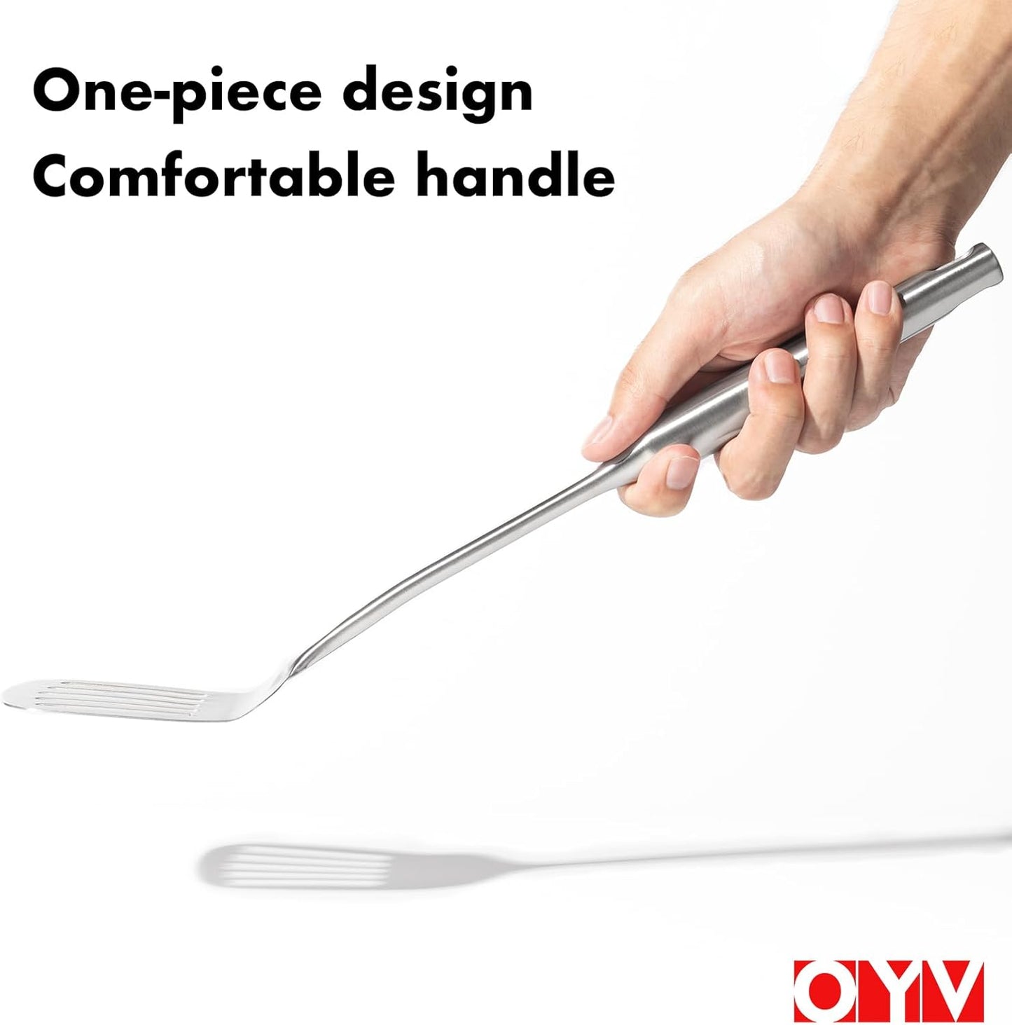 18/10 Stainless Steel Spatula Set - 15" Metal Spatulas for Kitchen Use, 1 Slotted Spatula + 1 Solid Turner, Heat Resistant Metal Cooking Utensils, Dishwasher Safe, Silver