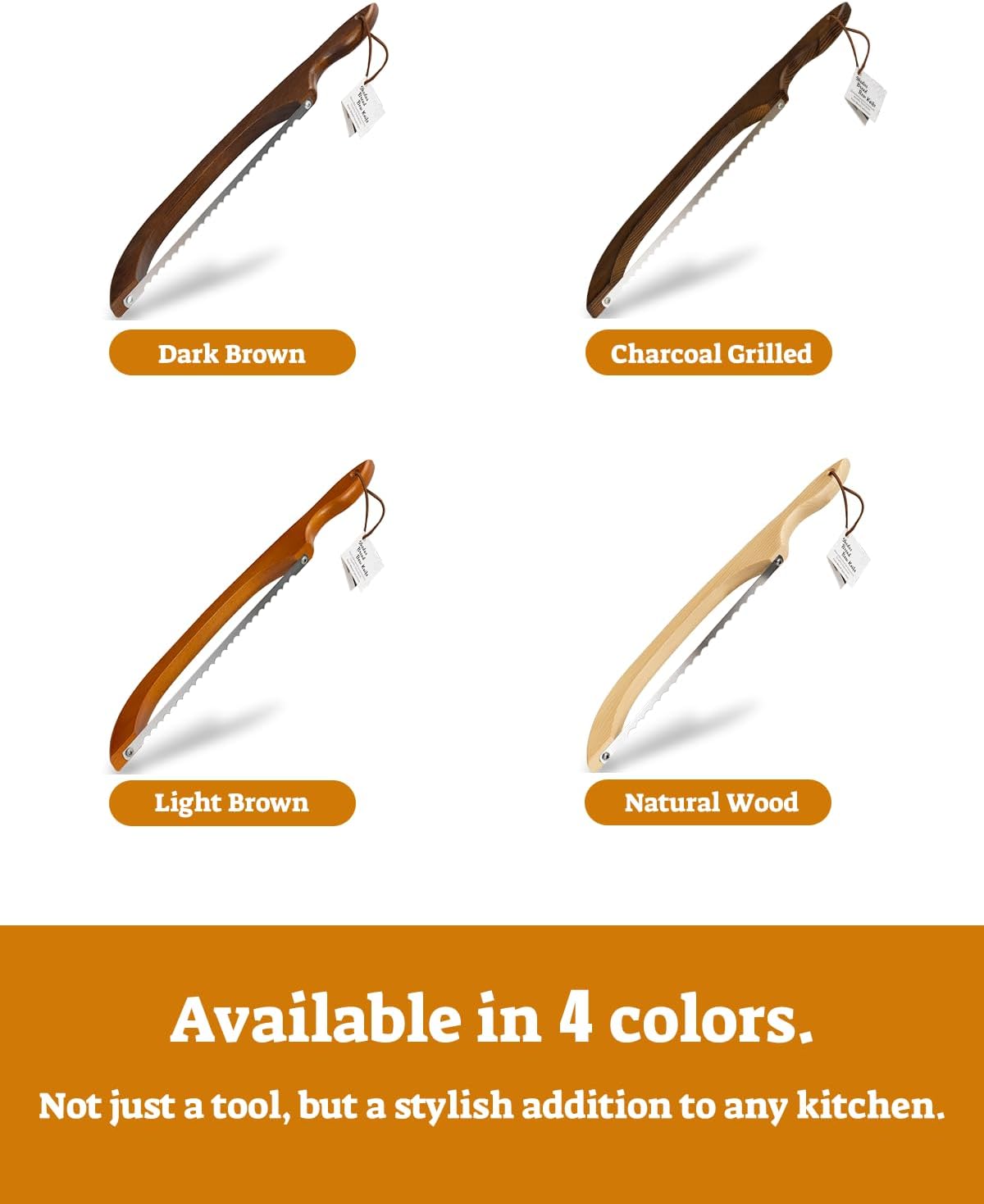 16.5” Bread slicer for Homemade Bread, Serrated Bread Knife for homemade bread with Bow Design, Premium Bread Knife, Bread Slicer, Bread Cutter for Bagels, Baguettes, Light Brown Color