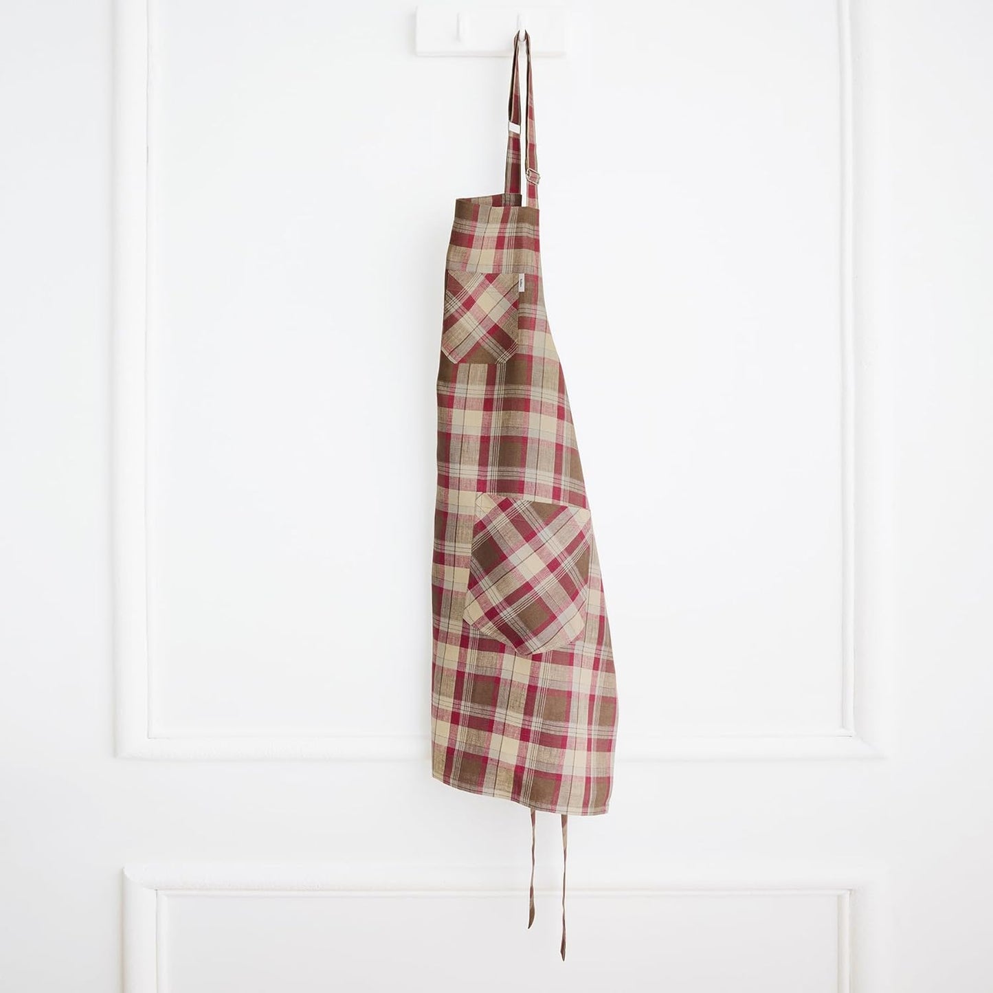 Solino Home Linen Bib Apron for Men & Women - Rustic Multicolor Kitchen Apron with Front Pockets - Handcrafted from European Flax