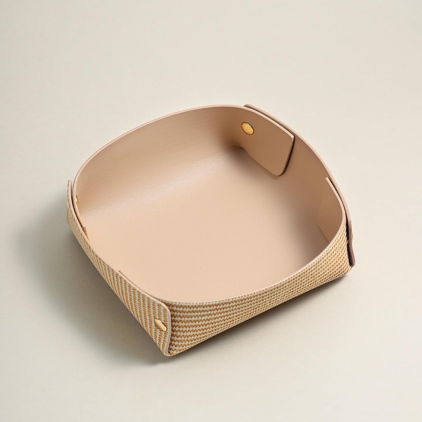 OLETHA Napkin Holder for Luncheon Napkins - Aesthetic Desk Decor for Kitchen & Dining Table - Rattan Textured, Beige