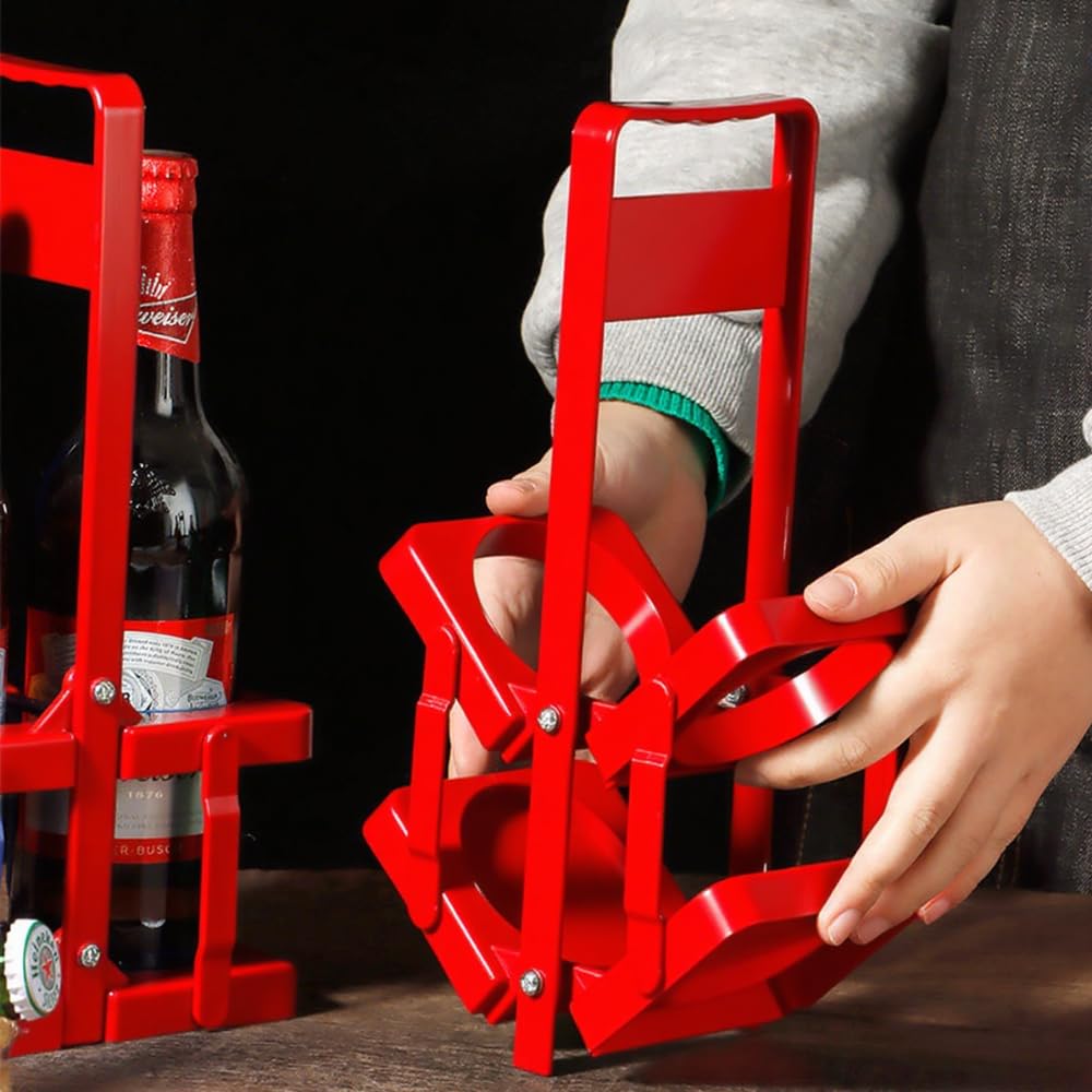 Bodaon 2 Cup Drink Carrier with Handle, Plastic Cup Carriers for Drinks, Drink Holder for Car, GrubHub/Eats Doordash Accessories, Portable Foldable Reusable Mobile, Use for Food Delivery Bag, Red