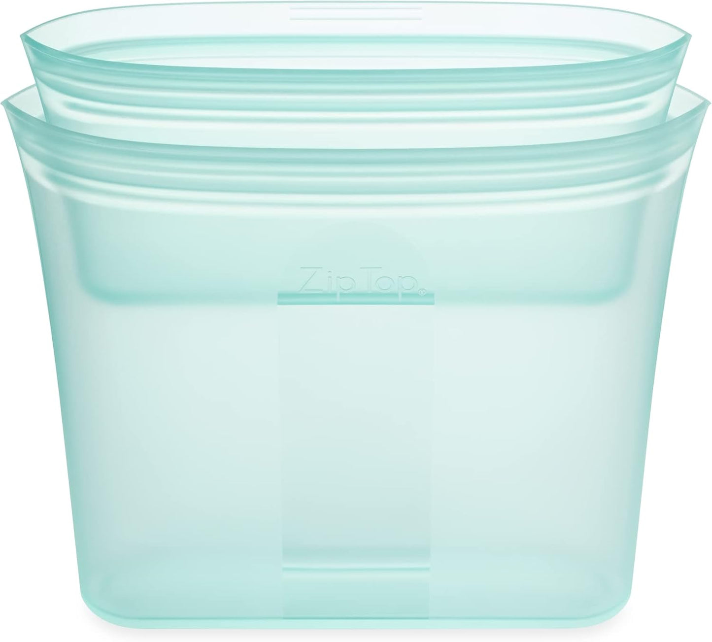 Zip Top Reusable Food Storage Bags | 2 Bag Set [Teal] | Silicone Meal Prep Container | Microwave, Dishwasher and Freezer Safe | Made in the USA