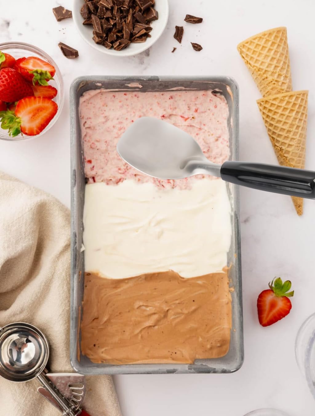 Professional Ice Cream Scoop Set, Stainless Steel Trigger Release Portion Scoop and Classic Ice Cream Spade Design for Frozen Treats,Baking Cookie Dough