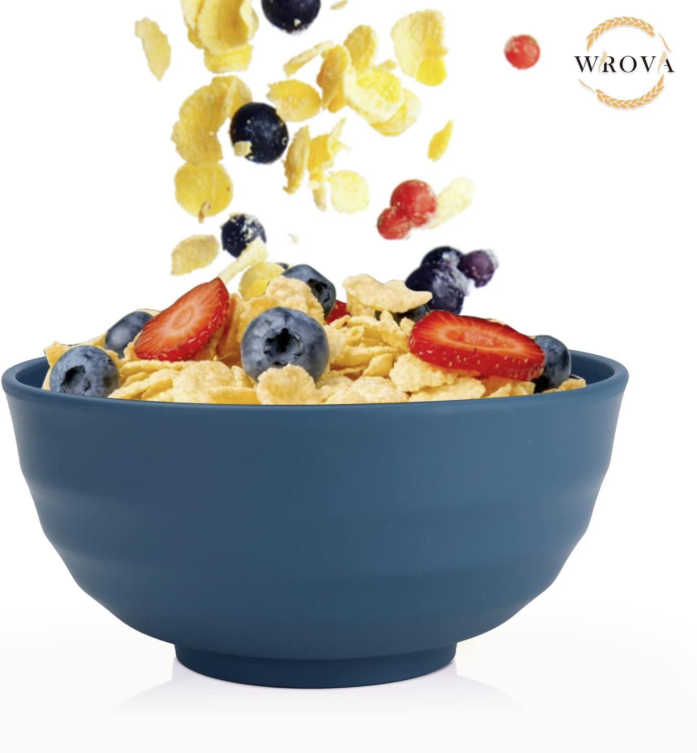 Wheat Straw Bowls Set 60 OZ Unbreakable Large Cereal Bowls Set of 6 Microwave and Dishwasher Safe Bowls Big Bowls for Camping and Party BPA Free Soup Bowl for Serving Oatmeal and Salad (Blue)