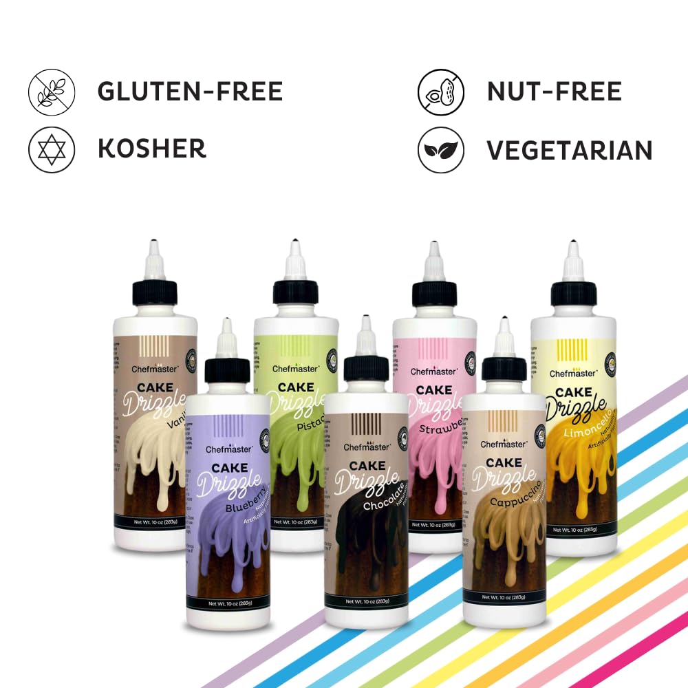 Cappuccino-Flavored Cake Drizzle by Chefmaster, Edible Cake Drip Frosting for Decorating, Drip for Cakes, Cupcakes, Cookies, Donuts, 10 oz