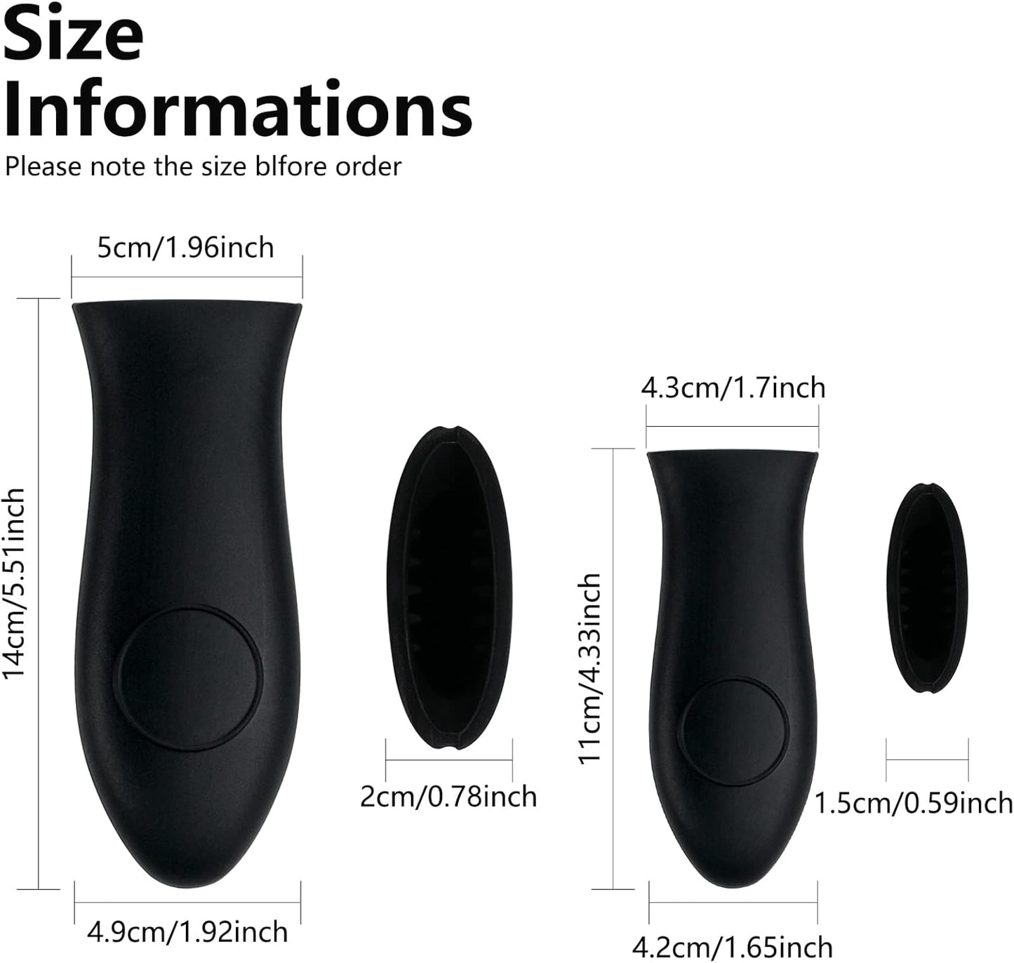 Silicone Hot Handle Holder Small Cast Iron Handle Cover Skillet Handle Cover Griddle Cover Cookware Handles Cover for Frying Pans & Griddles Sleeve Grip Handle Cover Small & Large Black 6 Pcs