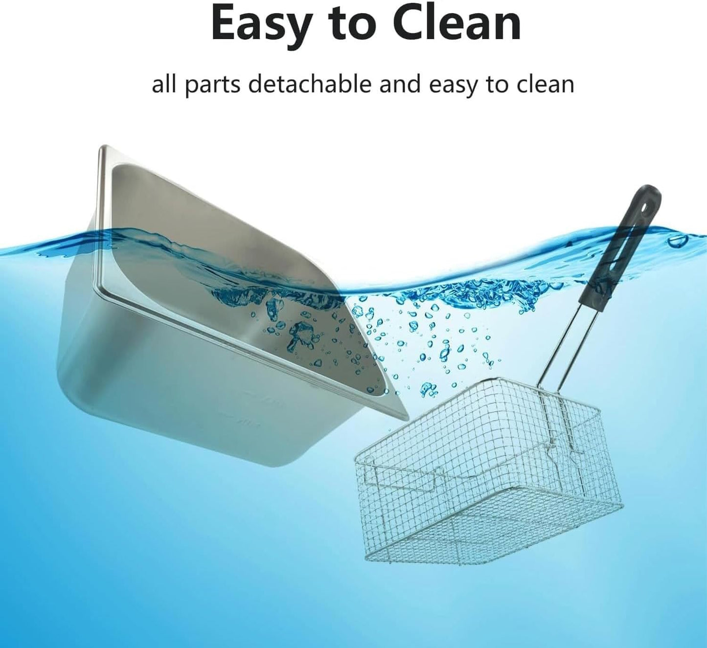 Electric Deep Fryer with Basket for Home Use, Countertop Commercial Deep Fryer 1700w Powerful Performance 9.7Qt Large Capacity Stainless Steel Oil Fryer, Temperature Control