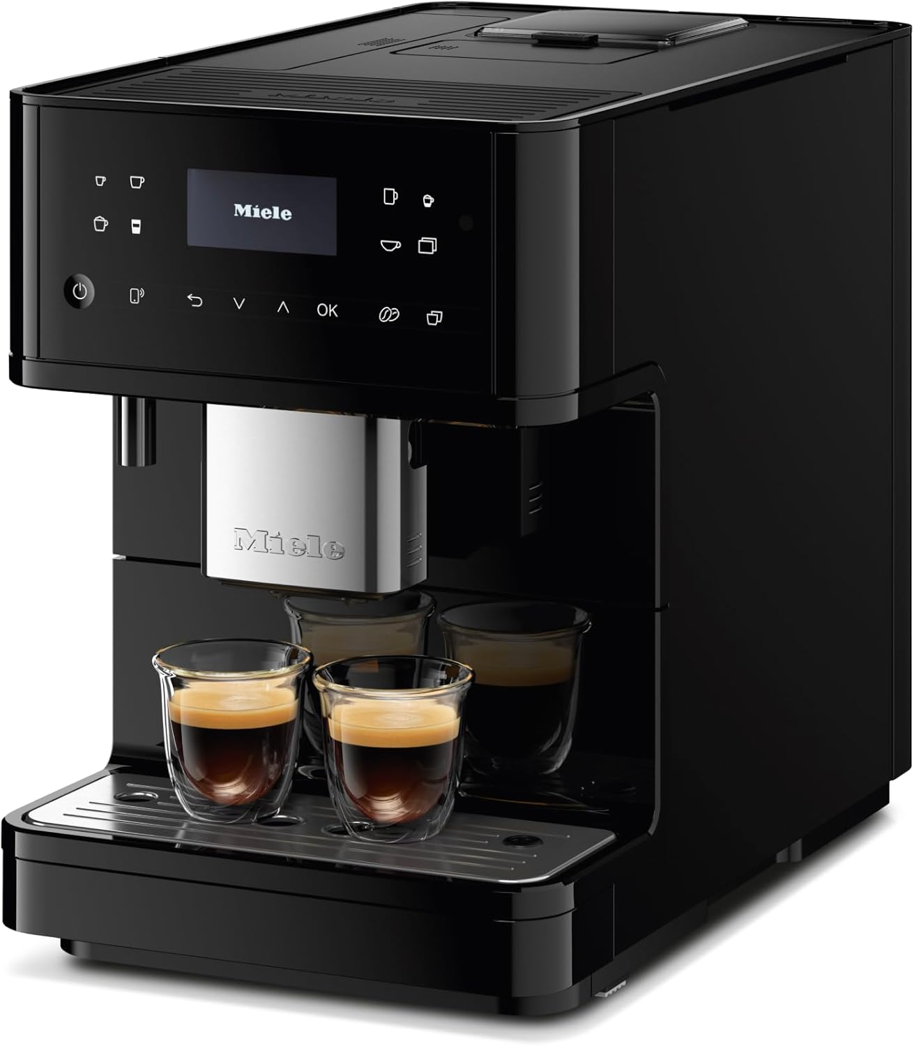 Miele CM 6160 MilkPerfection Automatic Wifi Coffee Maker & Espresso Machine Combo, Obsidian Black - Grinder, Milk Frother