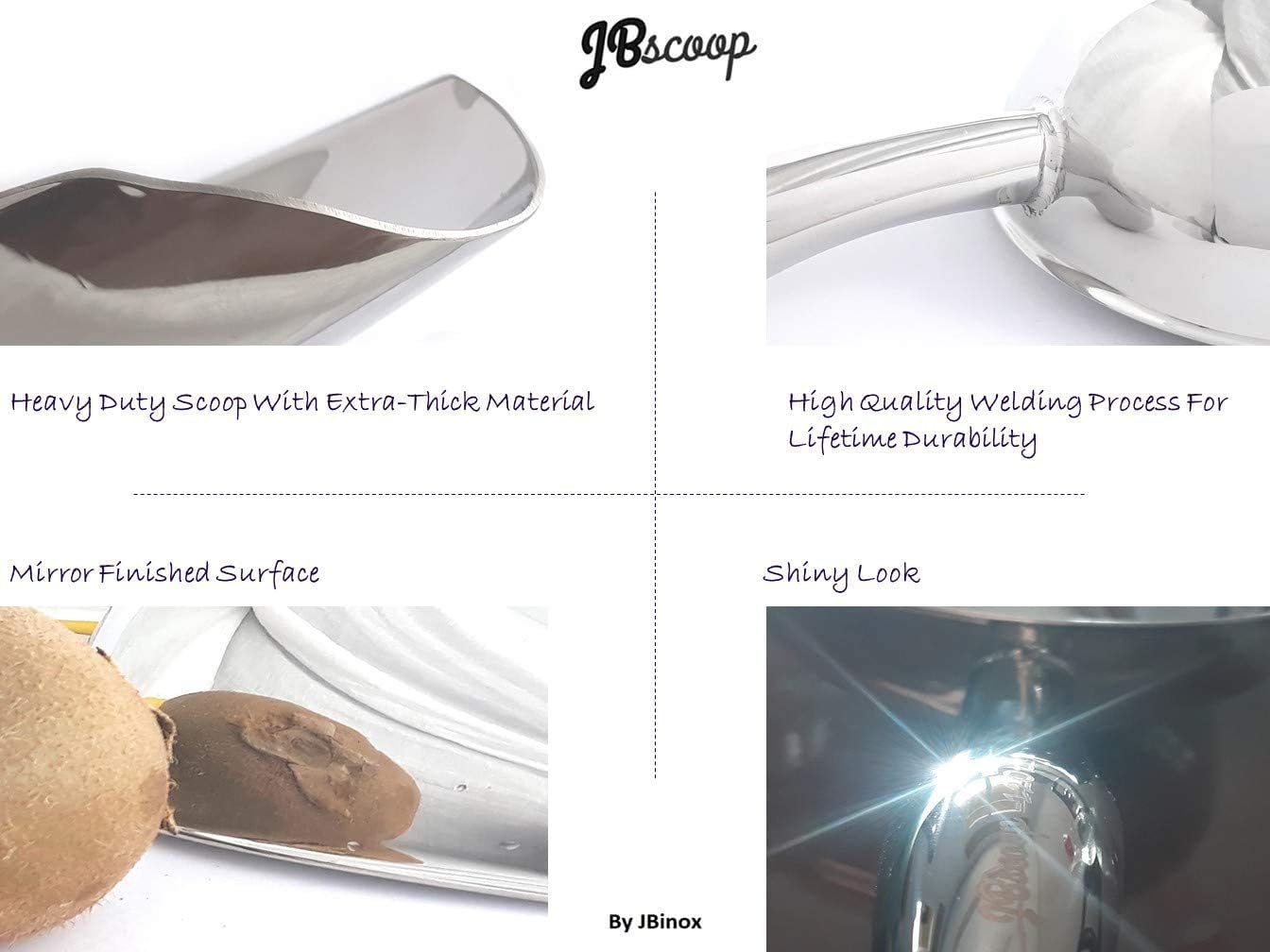 JBscoop Metal Ice Scoop Stainless Steel, Popcorn Scoop, 9.4 Inch Dog Food Scoop Popcorn for Party Wedding, Heavy Duty Dishwasher Safe