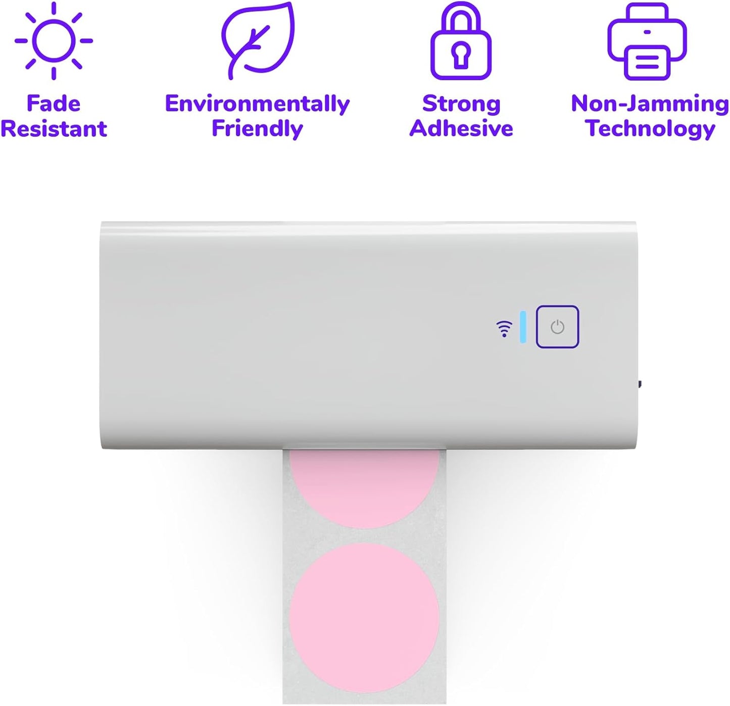 Rollo Circle Thermal Labels 2 Inch - Roll of 1,000 Round Sticker Labels - Multi-Purpose Direct Thermal Printer Stickers 2x2 (Pink)