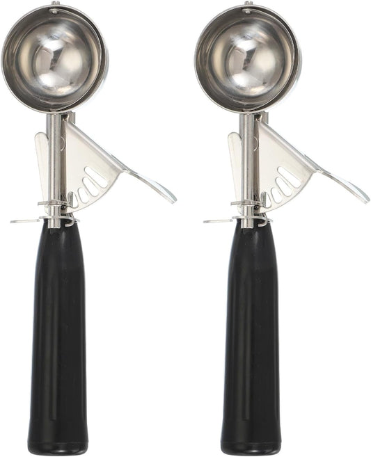 uxcell 2 Pcs Cookie Scoops, Ice Cream Scoop with Trigger for Baking Cookie Dough Rice Pudding Kitchen Gadget, Black