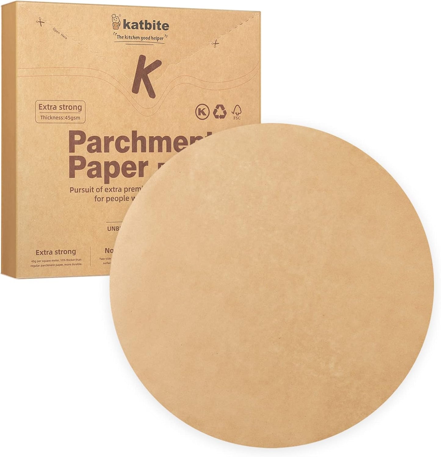 Katbite 200Pcs 4 Inch Parchment Paper Rounds, Unbleached & Non-stick, Precut Parchment Circles for Cheesecake Spring Pans, Storage/Freezing Hamburger Patties, Baking Pizzas