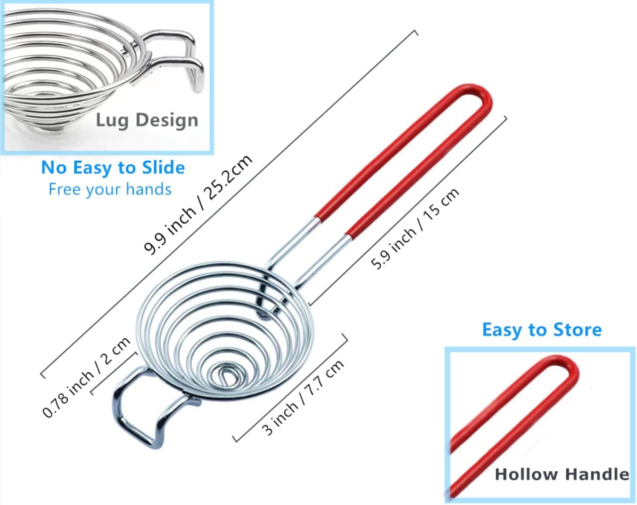 Egg Separator Egg Yolk White Separator Separation Tool Duck Eggs Separators Stainless Steel Egg Yolk Filter Long Handled Separator Divider Egg White Seperater For Cooking Baking And Stirring （Red)