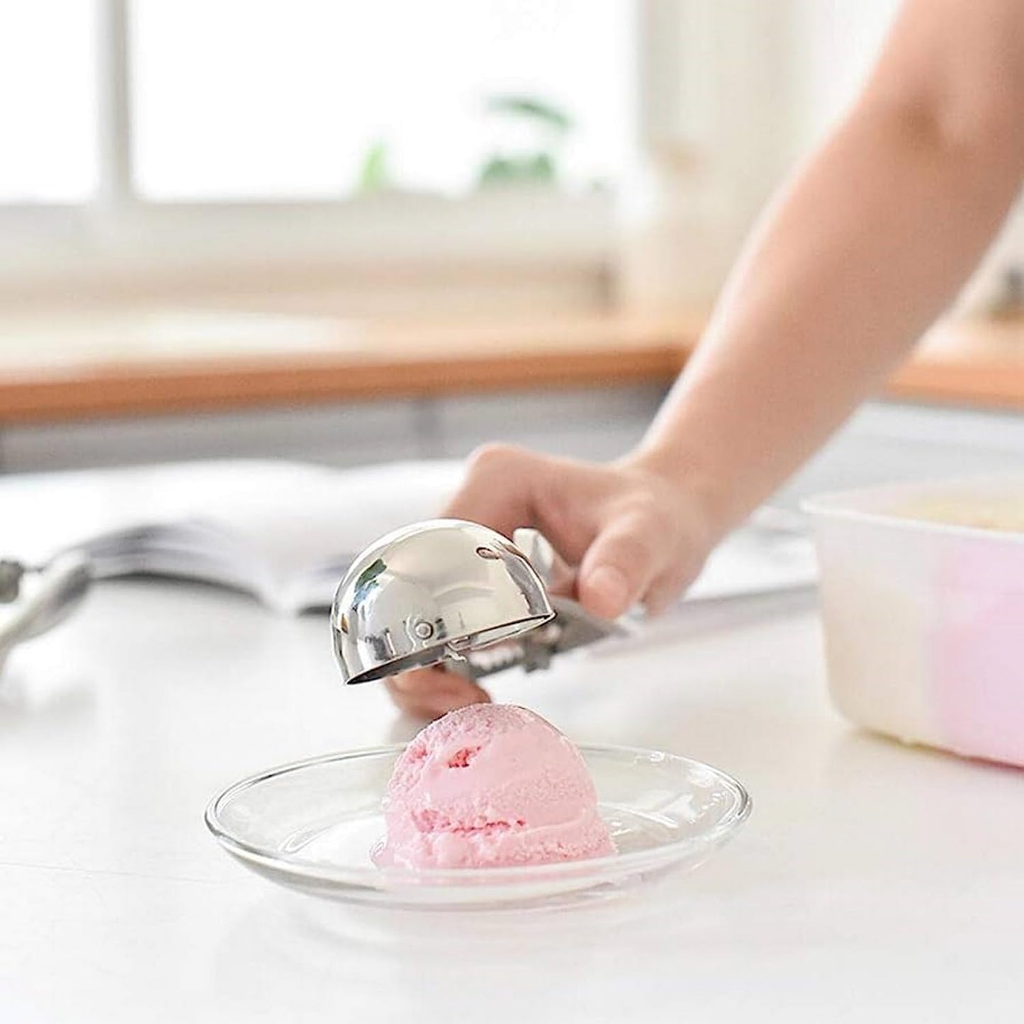 Ice Cream Scoop, 3Pcs Cookie Scoop Set, 18/8 Stainless Steel Cookie Dough Scoop, Cookie Scoops for Baking Set of 3, Ice Cream Scooper with Trigger Release, Cookie Scooper for Baking