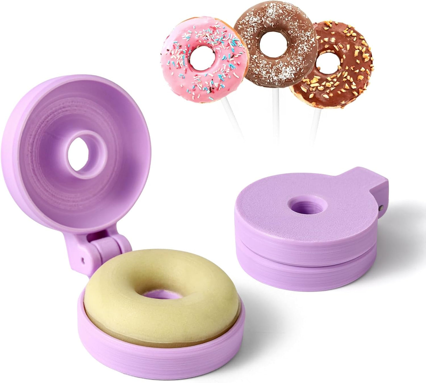 2 PCS Donut Cake Pop Mold Shapes Press Set, 3D Printed Cake Pop Cutter and Pusher, Baking Tools Accessories for Home Baking, Birthday Parties, Wedding Desserts