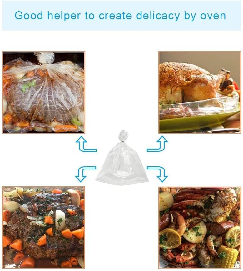 ECOOPTS Oven Bags Cooking Roasting Bags 40×Small Size Oven Bags for Chicken Meat Ham Seafood Vegetable (10 x 15 Inch 2 Pack)