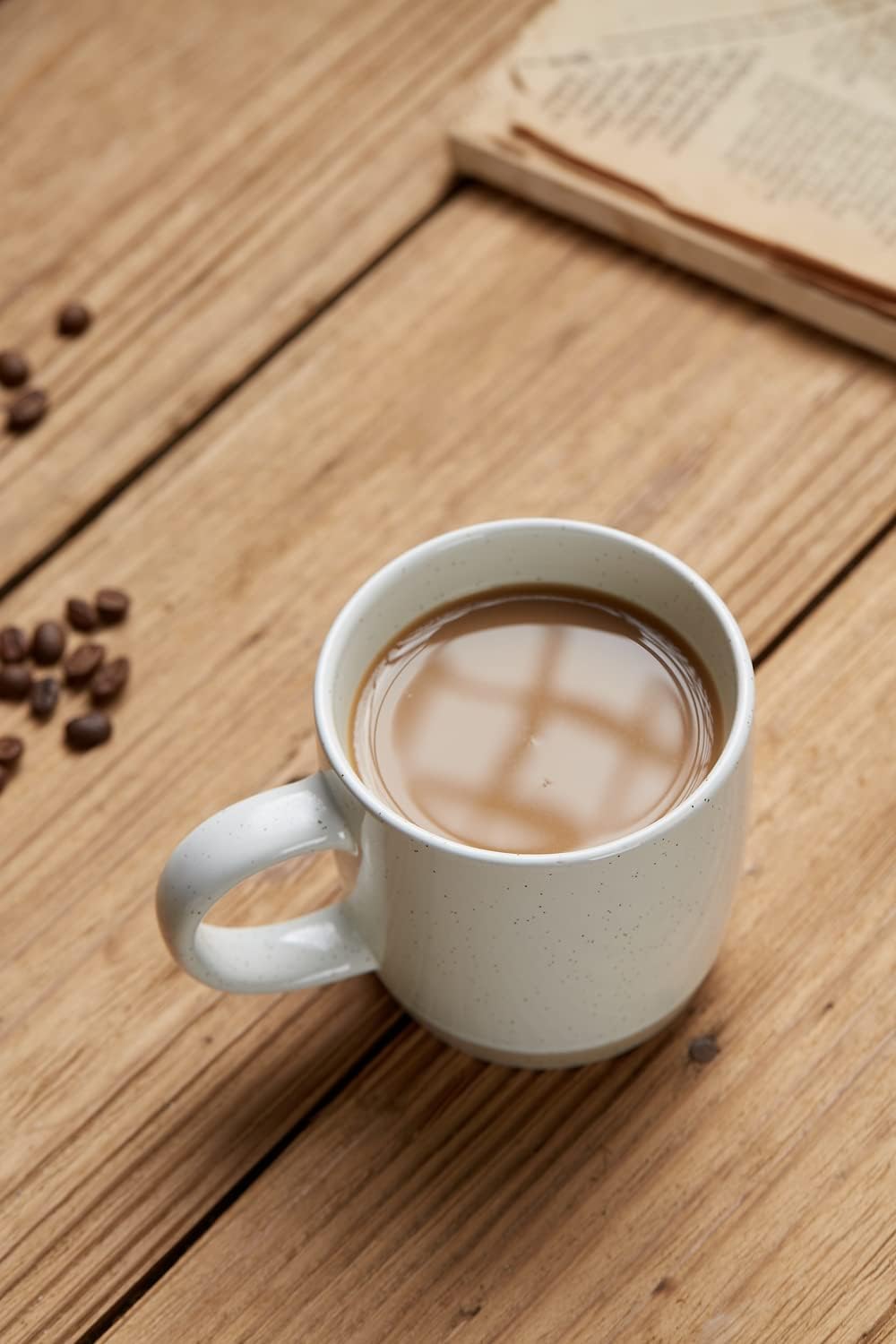 famiware Coffee Mugs for 4, 12 oz Mug Set, Dringking Cup with Handle for Coffee, Tea, Cocoa, Milk, Milkyway serise, White