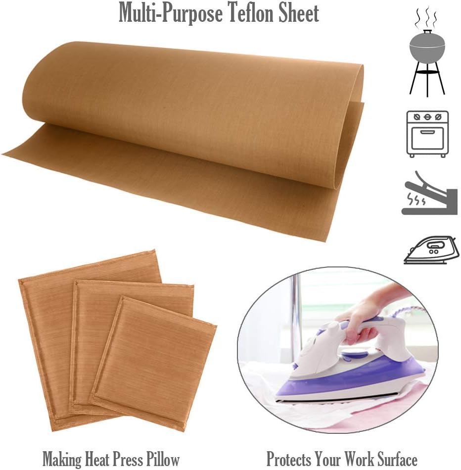 PTFE Teflon Sheet, Non-Stick Oven Liners, Barbecue Grill Mat Baking Sheet Reusable Washable - Use Up to 500℉ Craft Mat for Baking Cooking BBQ Grilling Roasting 16x24"/40x60cm 3 Pack