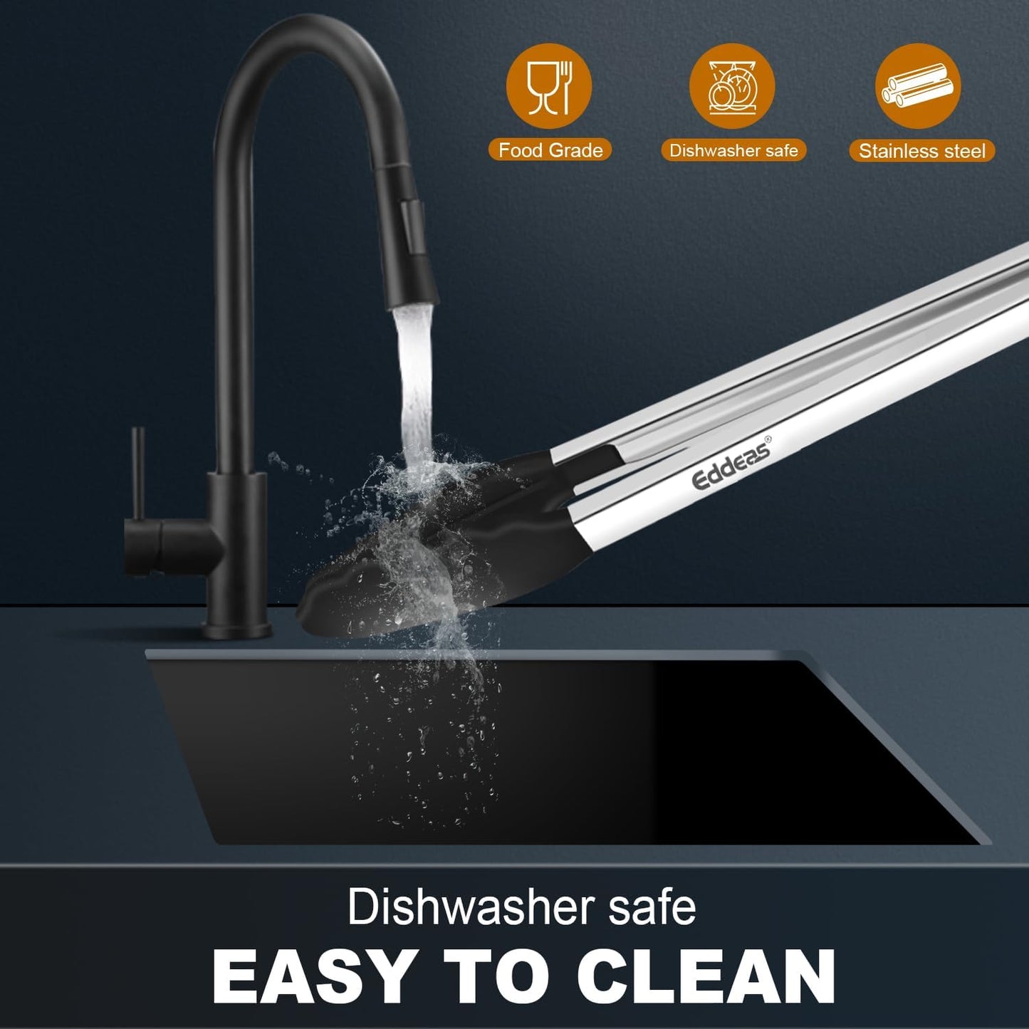 Kitchen Tongs with Silicone Tips, Heat Resistant 600 Degrees All Metal handle Locking Tongs For Cooking with Rubber Tips, Heavy Duty Stainless steel Food Tongs, Set of 3-7" 9" & 12" Black