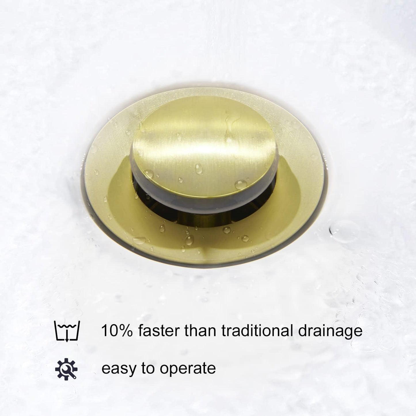 CREA Bathroom Sink Drain, Bathroom Sink Stopper with Drain Hair Catcher Pop Up Drain 1 1/2" for Bathroom Vanity Kitchen Sink with Overflow, Gold