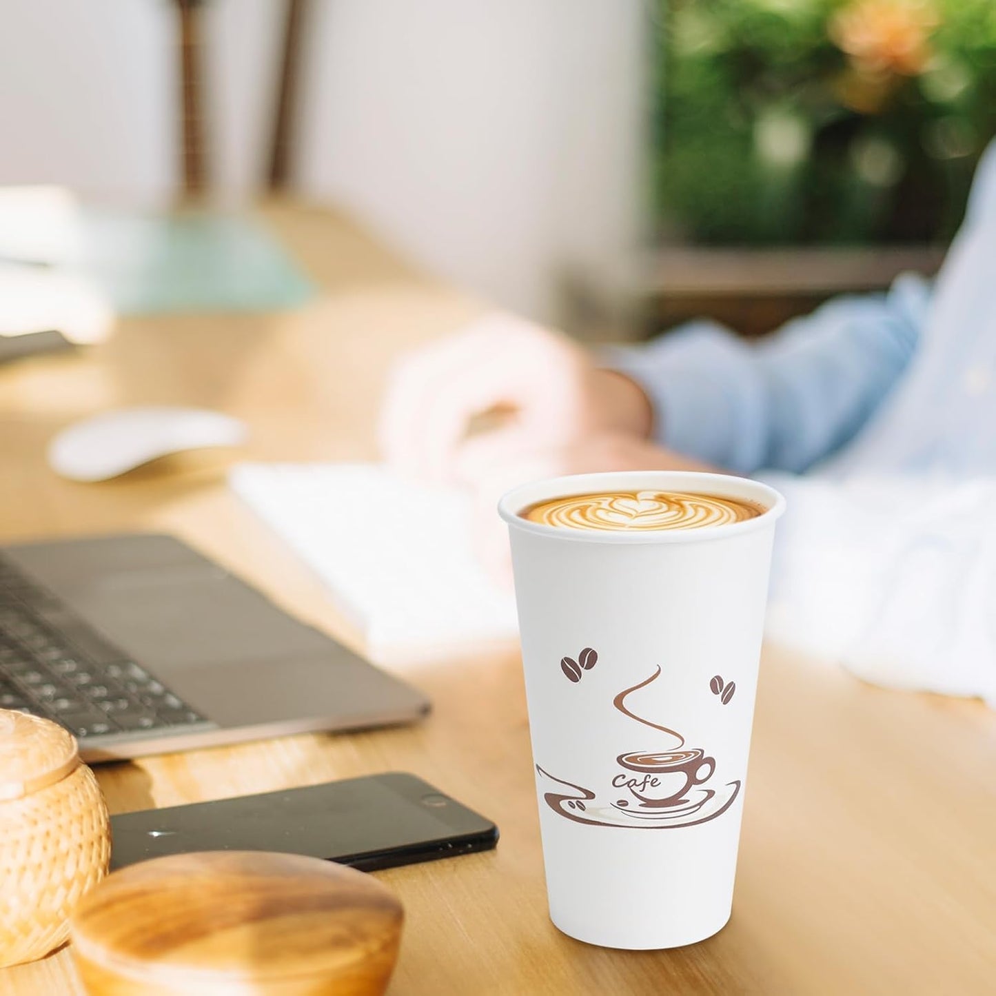 Lamosi 180 Pack 16 OZ Coffee Cups, Disposable Paper Cups for Hot/Cold Beverage, Leak-Free Paper Coffee Cups no Lids for Cafe, Restaurant, Office and Home