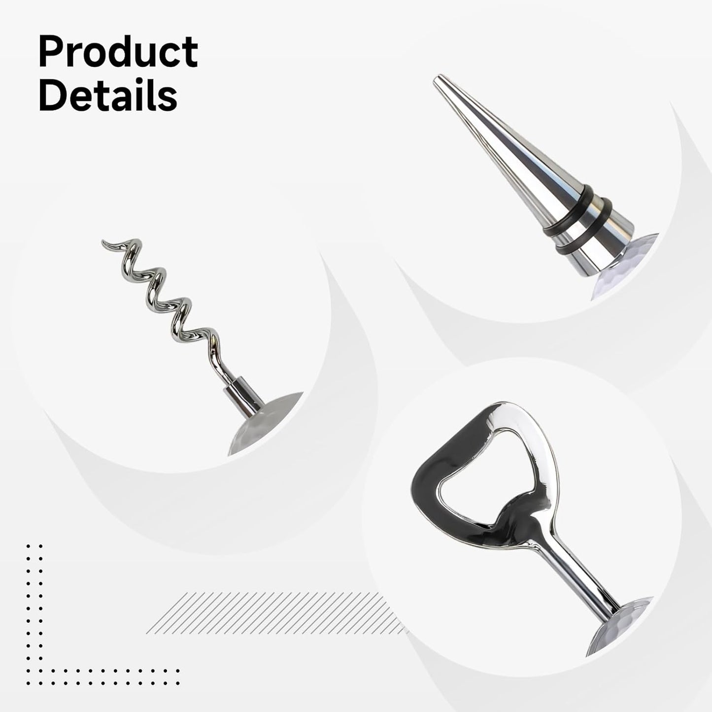 Golf Ball Wine Bottle Opener and Stopper Set (3 PCS), Zinc Alloy Wine Accessories with Stylish Golf Ball Design (1 Wine Bottle Opener and 2 Stoppers), Gift for Golf Enthusiasts