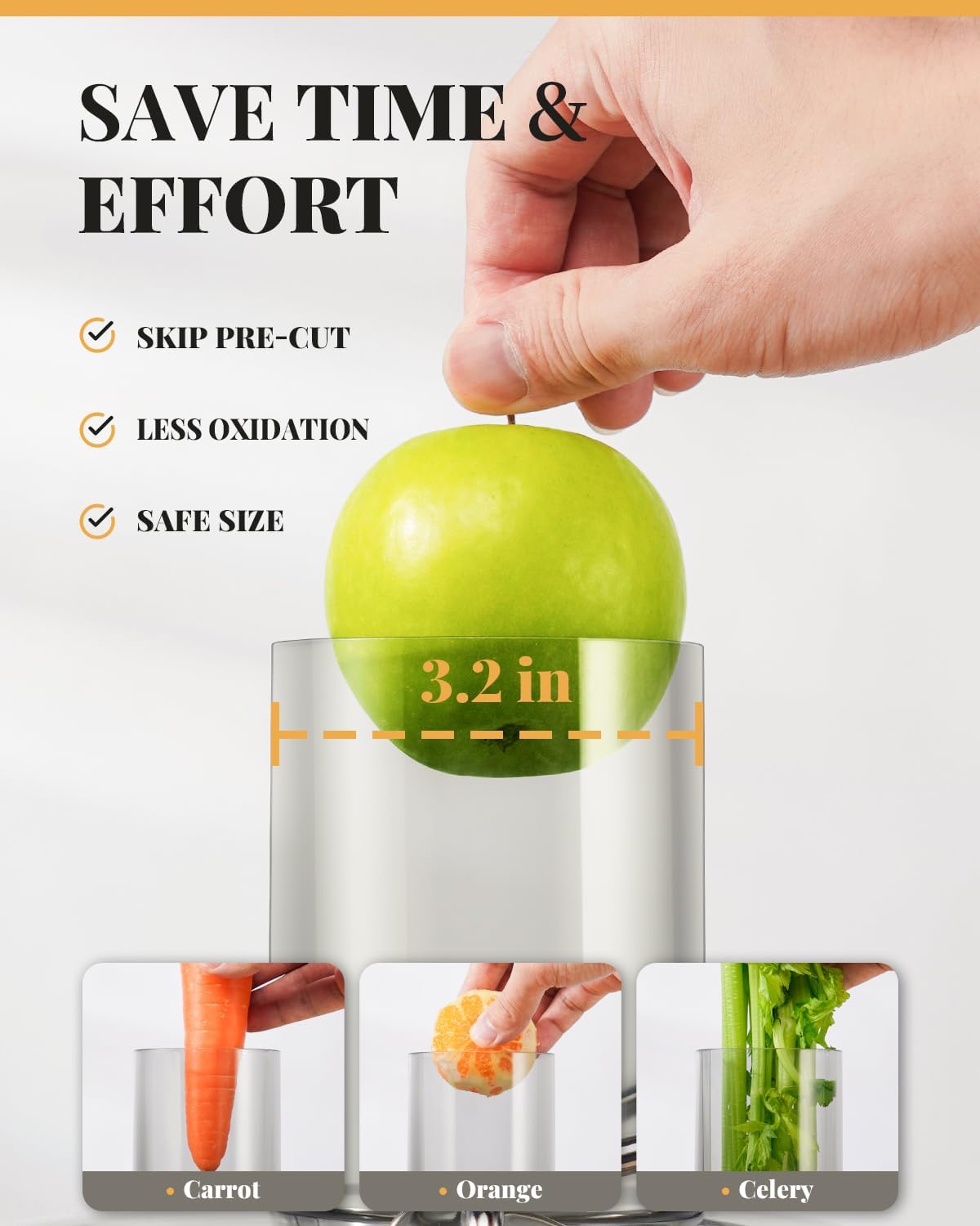 GDOR 1200W Juicer, 3.2" Wide Chute, Titanium-Enhanced Blade, Heavy-Duty Copper Motor, Dual Speed Centrifugal Juice Extractor, BPA-Free, Silver