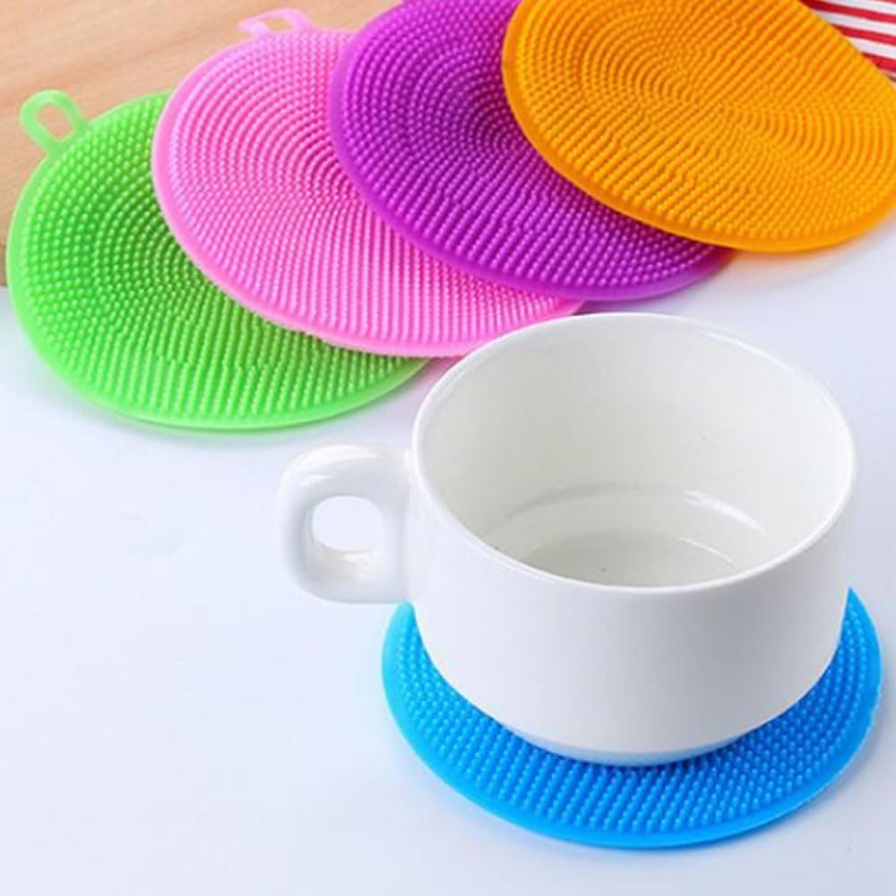 7 PCS Silicone Dish Scrubber, Kitchen Sponges, Silicone Sponge,Dish Brush, Dish sponges, Silicone Sponge Dish Sponges, Kitchen Sponge Double Sided Cleaning Sponges (multicolour)