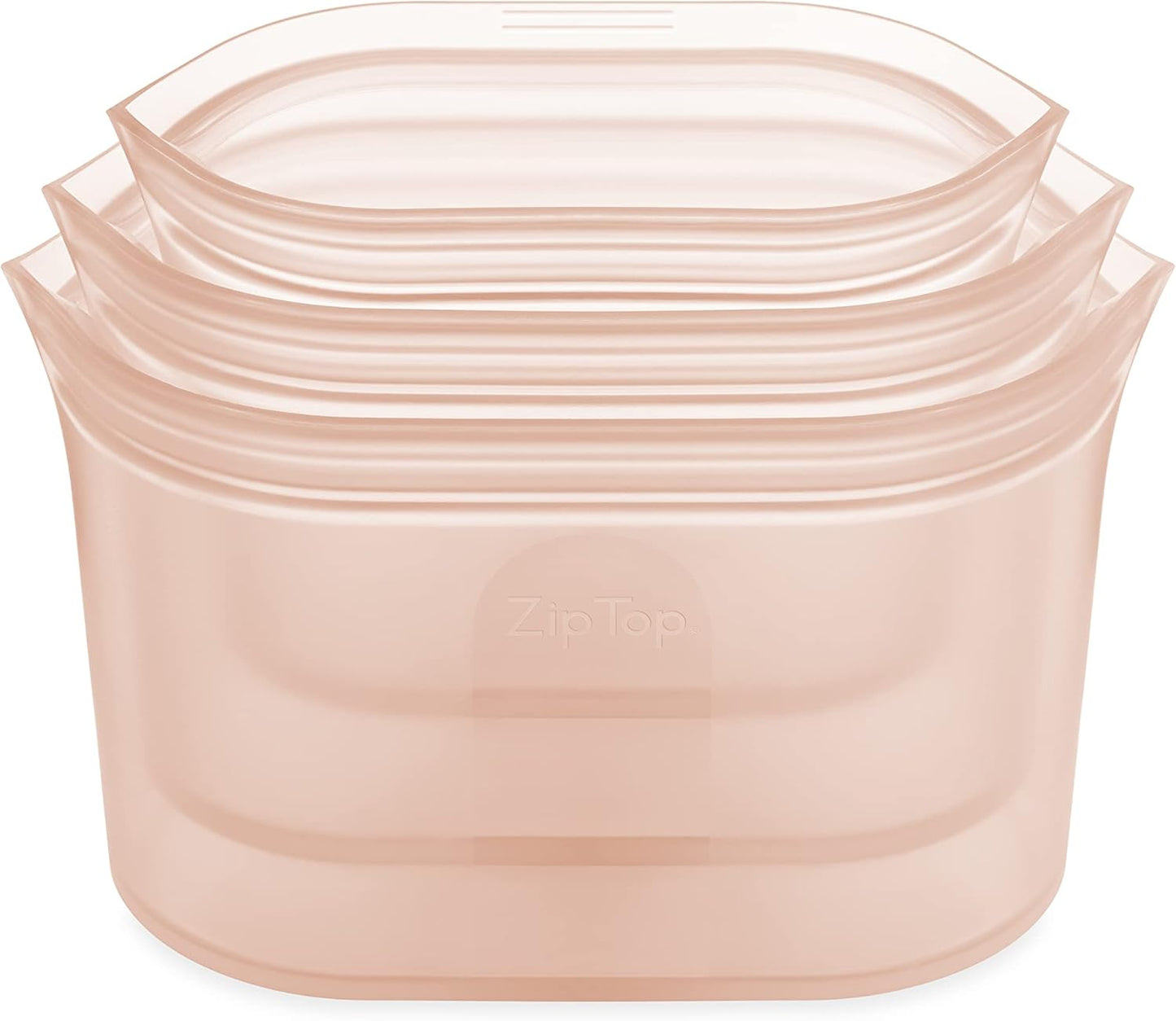 Zip Top Reusable Food Storage Bags | 3 Dish Set [Peach] | Silicone Meal Prep Container | Microwave, Dishwasher and Freezer Safe | Made in the USA