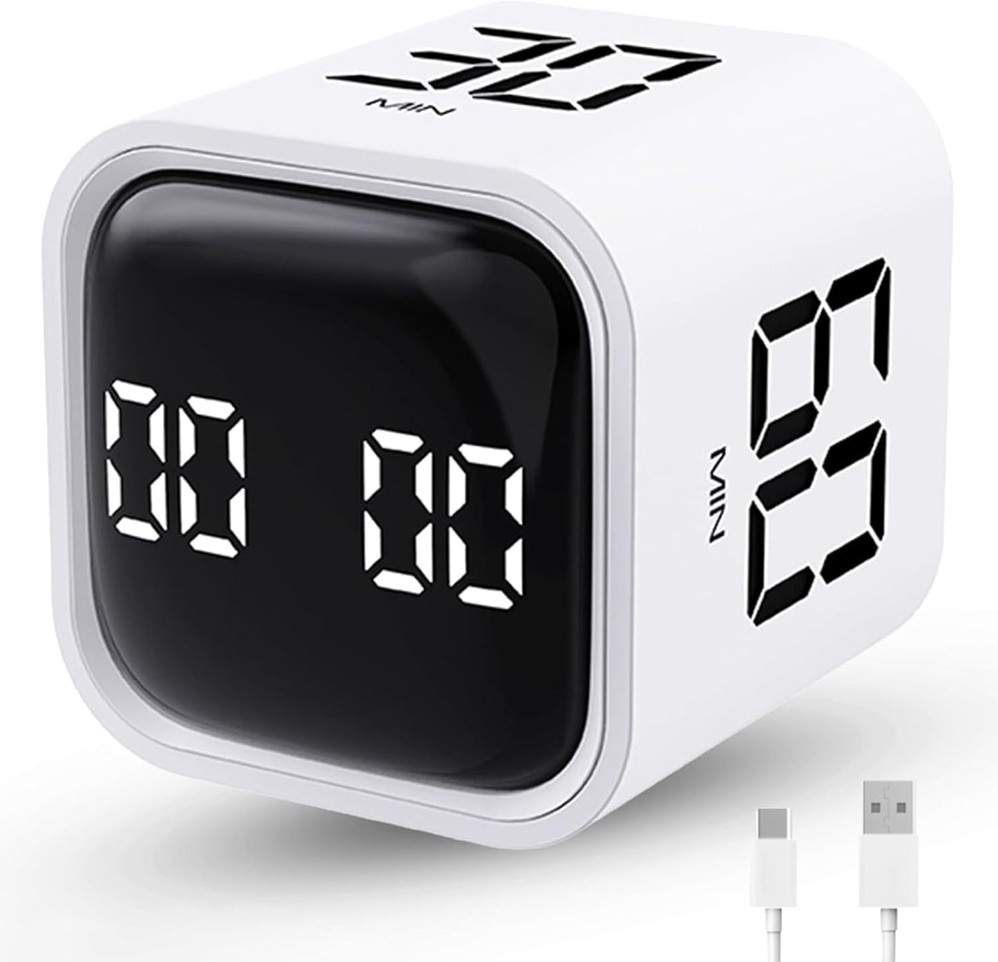 Productivity Timer Flip Gravity Sensor Cube Timer Countdown & Countup,Mute & Vibrate & Sound，5/10/30/60min & Custom Timing, Perfect for ADHD,Work,Learning,Kitchen Cooking