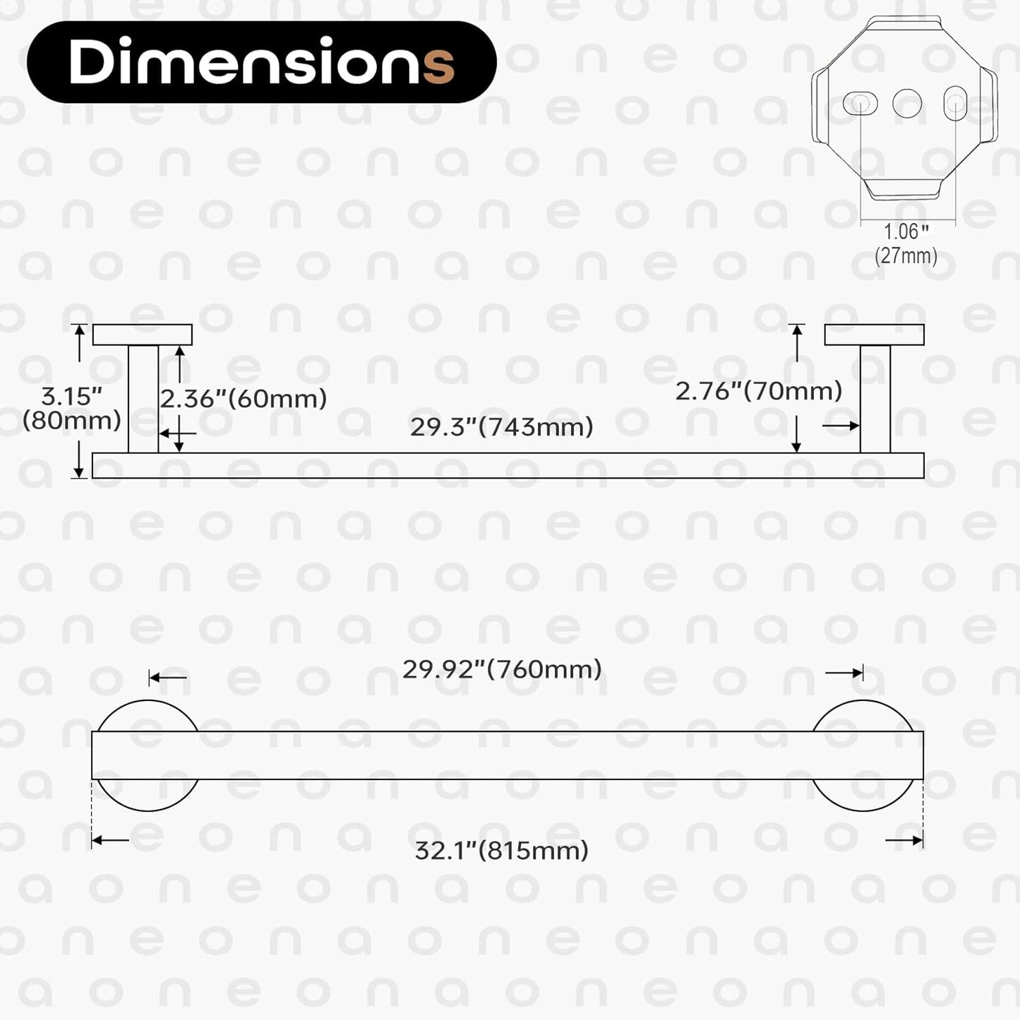 32 Inch Bathroom Towel Bar Bath Towel Rack Kitchen Towel Holder Long Towel Rails Wall Mounted SUS304 Stainless Steel 2 Pack Brushed Nickel AN4001BR-L32-P2