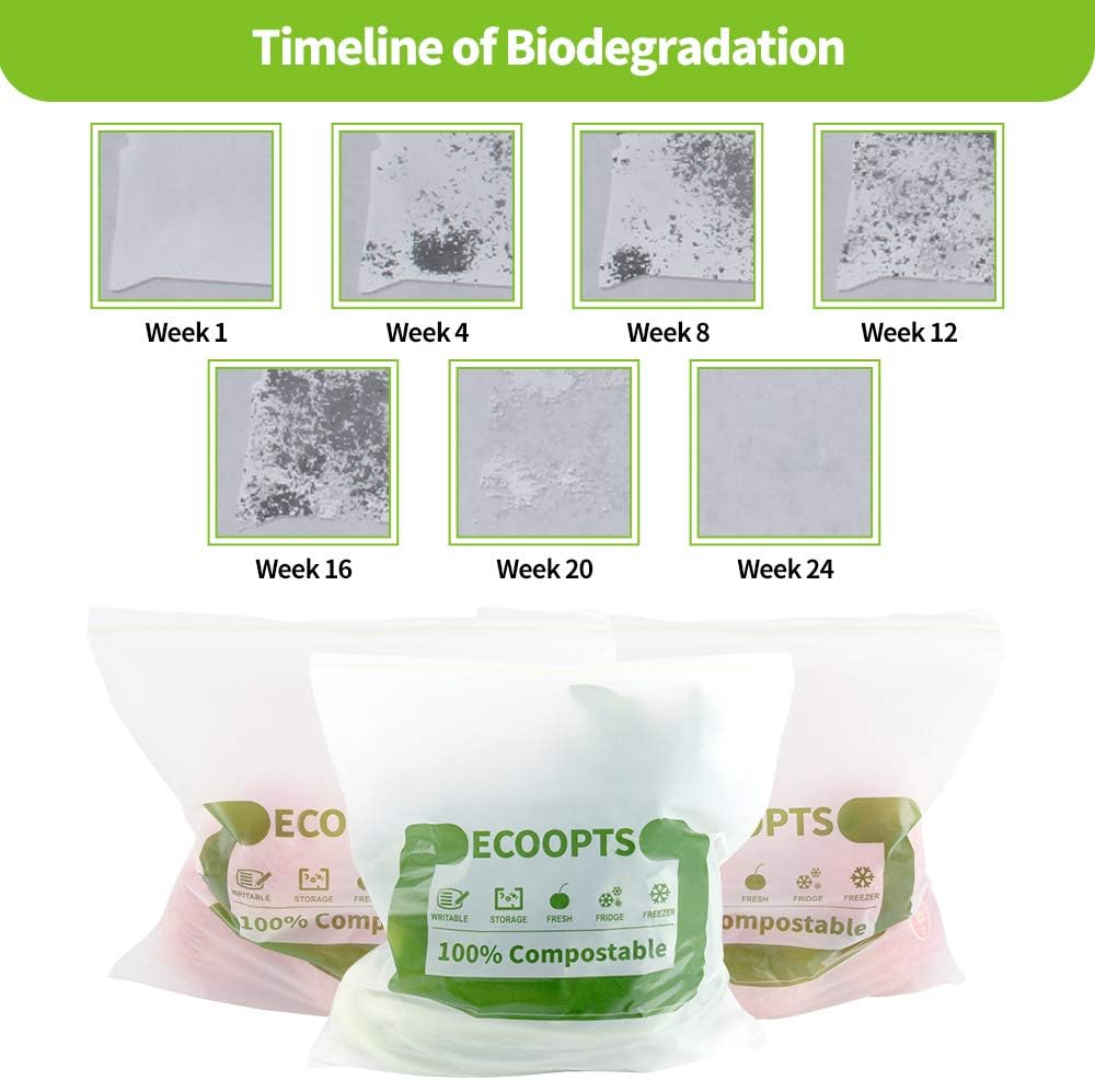 100% Compostable Sandwich Zip Bag | ECO-Friendly Food Storage Bags | Freezer Bag | Plant-Based BPA-free | Seal well for Fruit,Food and Snack (2, Medium)