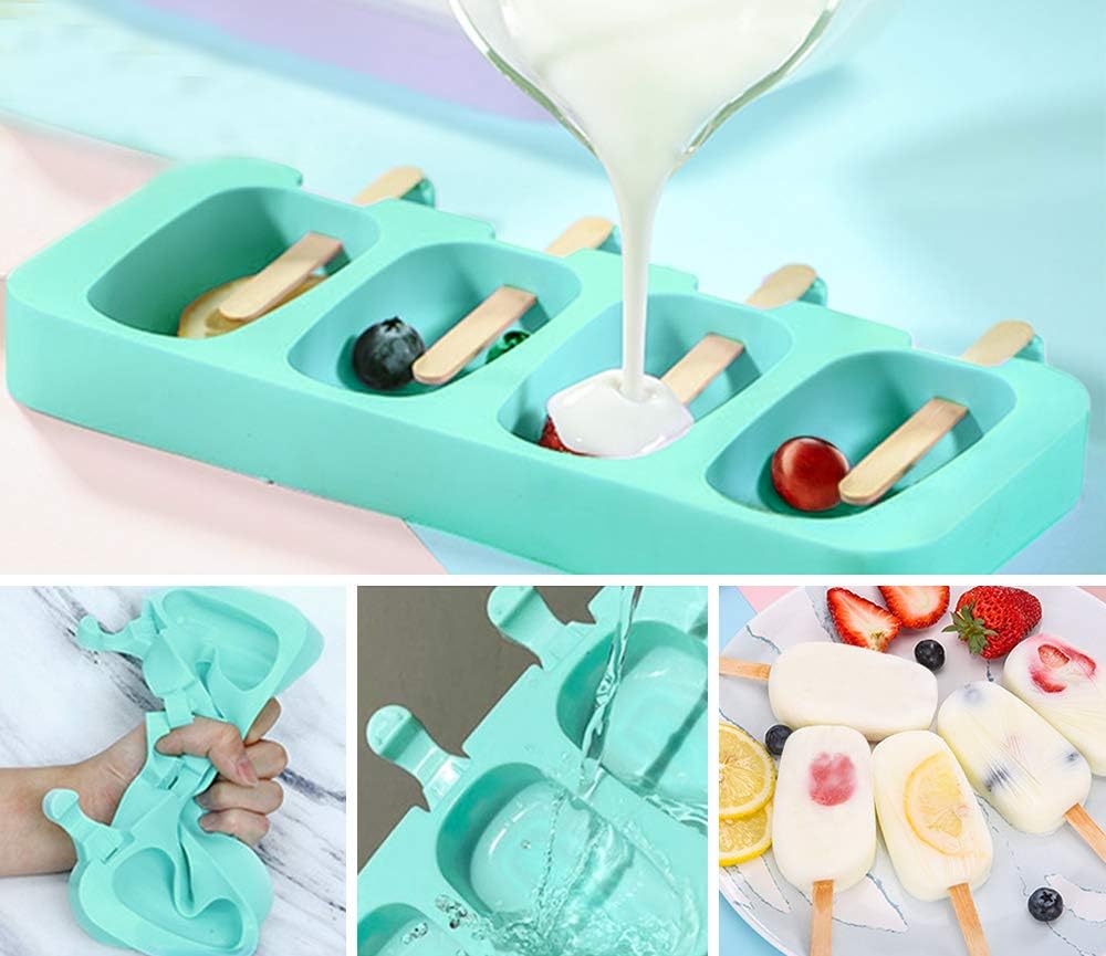Popsicles Molds, Ozera 2 Pack Homemade Cake Pop Molds, Reusable Silicone Ice Pop Cream/ Cakesicle Maker Molds