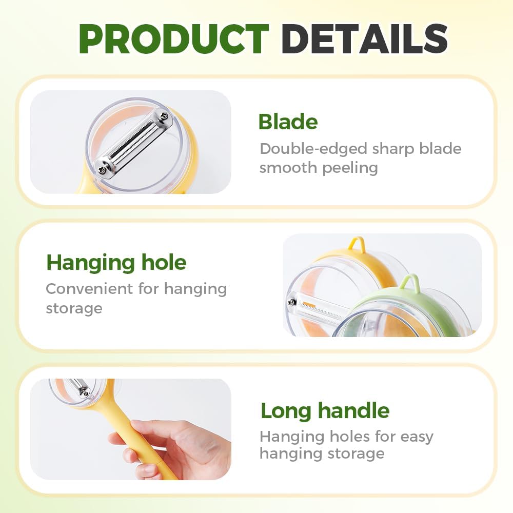 3 in 1 Peeler with Container, 2025 New Stainless Steel Peelers with Container with Handle Fruit Knife, Multifunctional Vegetable Peelers for Home Kitchen (Green)